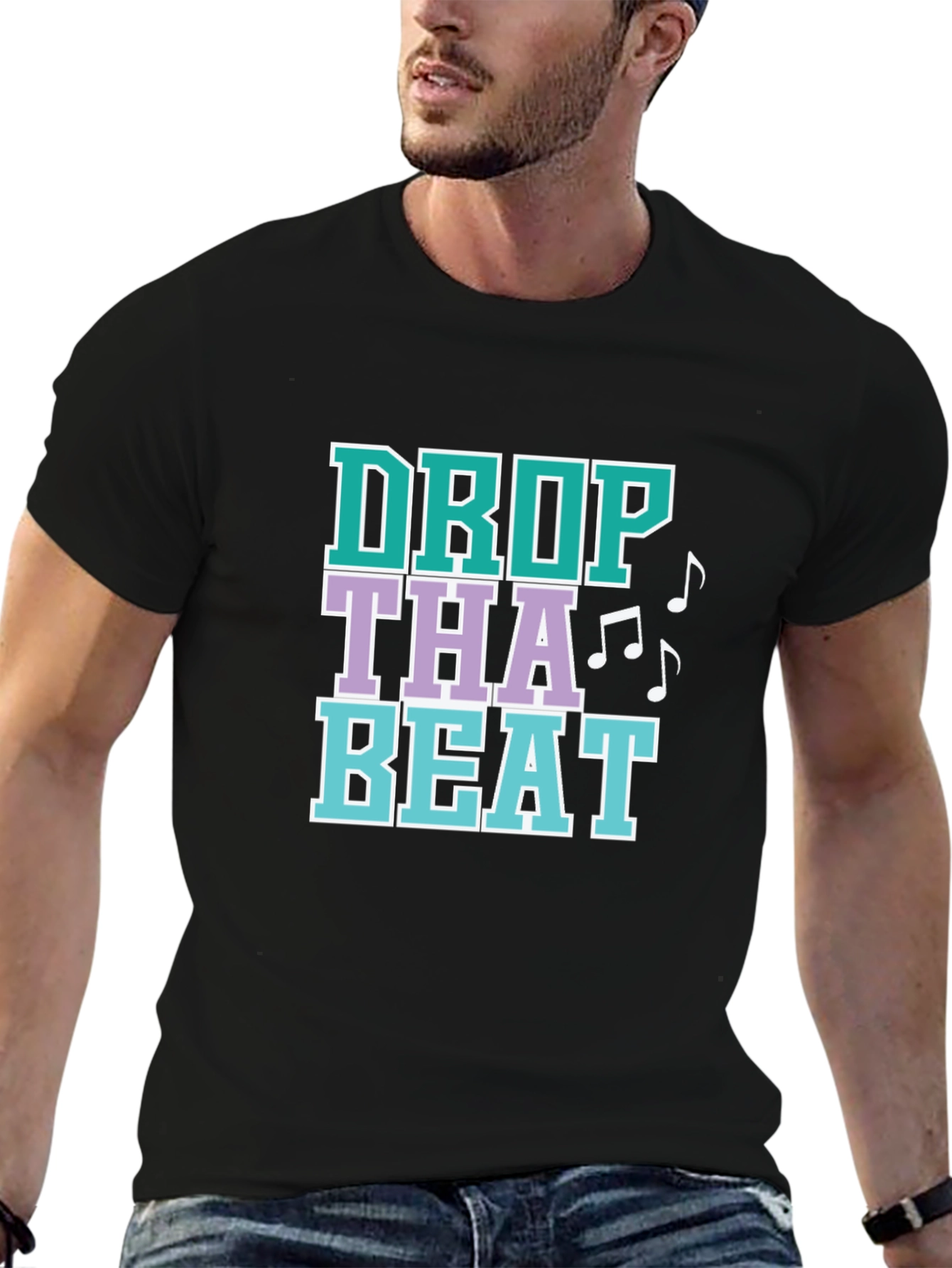 Drop That Beat Graphic Tee - Black Cotton