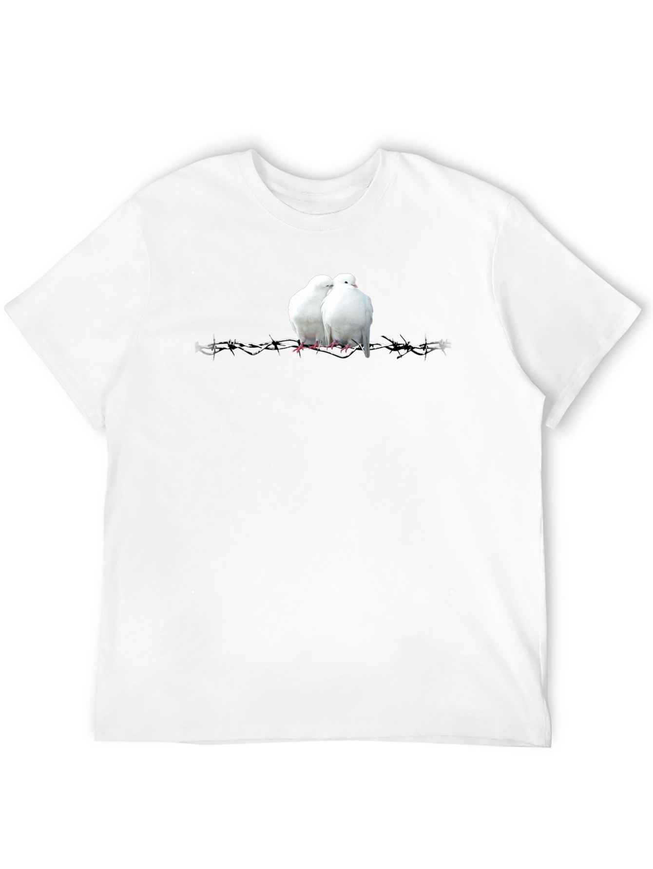 Doves on Barbed Wire Graphic Tee - Black