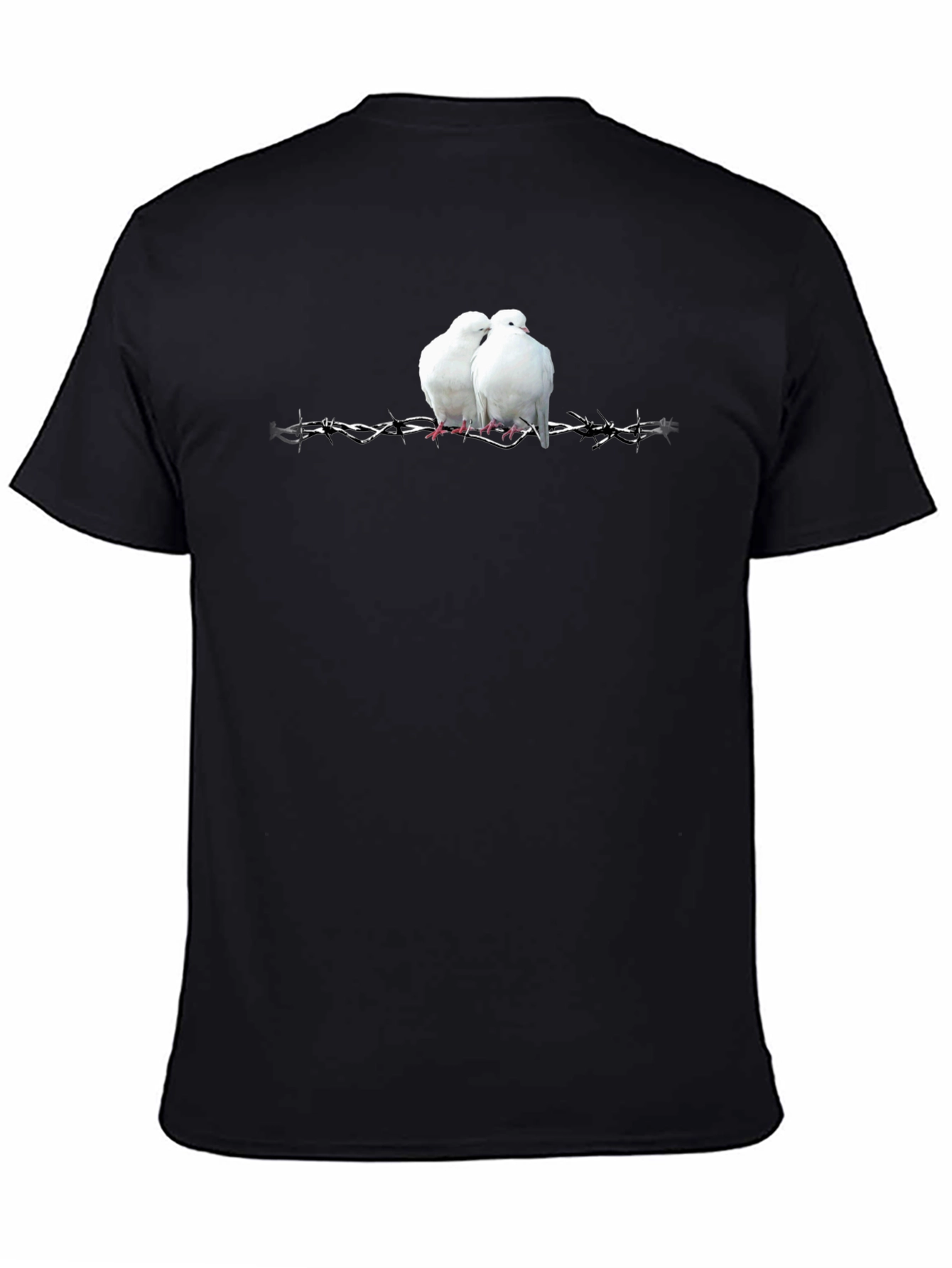 Doves on Barbed Wire Graphic Tee - Black