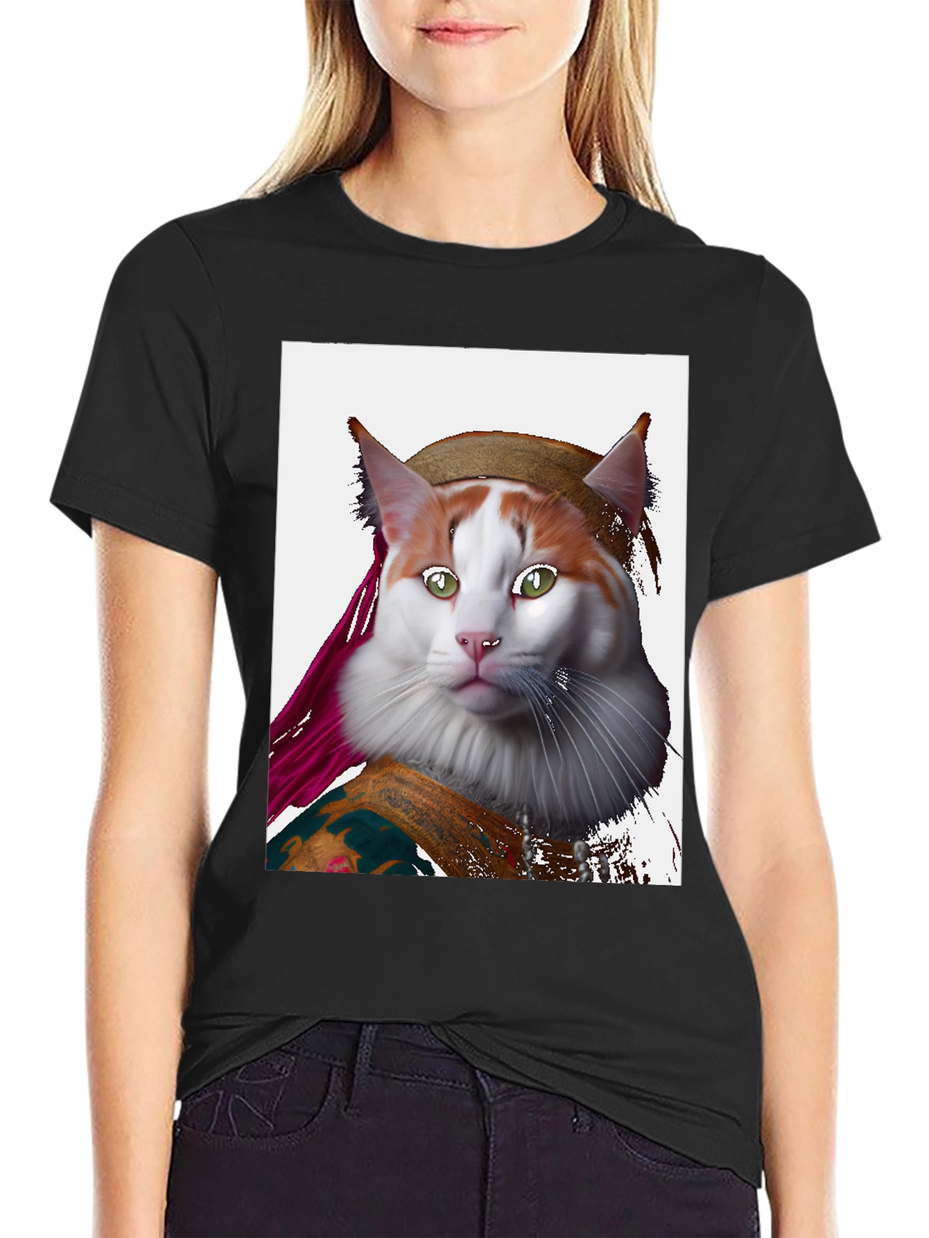 Mona Lisa Cat T-Shirt - Artful Feline Portrait