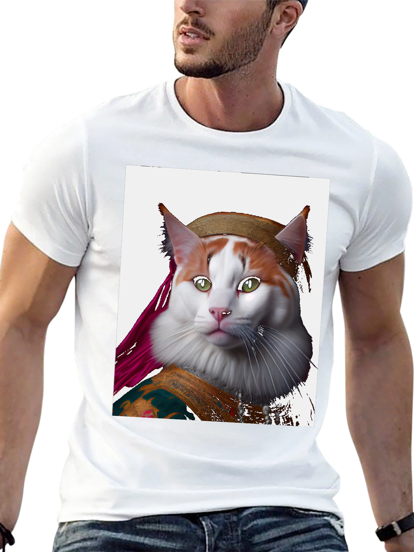 Mona Lisa Cat T-Shirt - Artful Feline Portrait