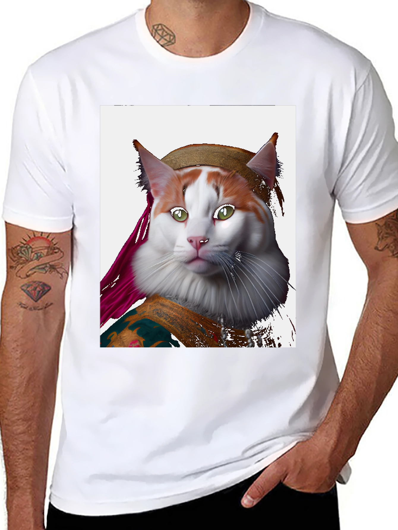 Mona Lisa Cat T-Shirt - Artful Feline Portrait