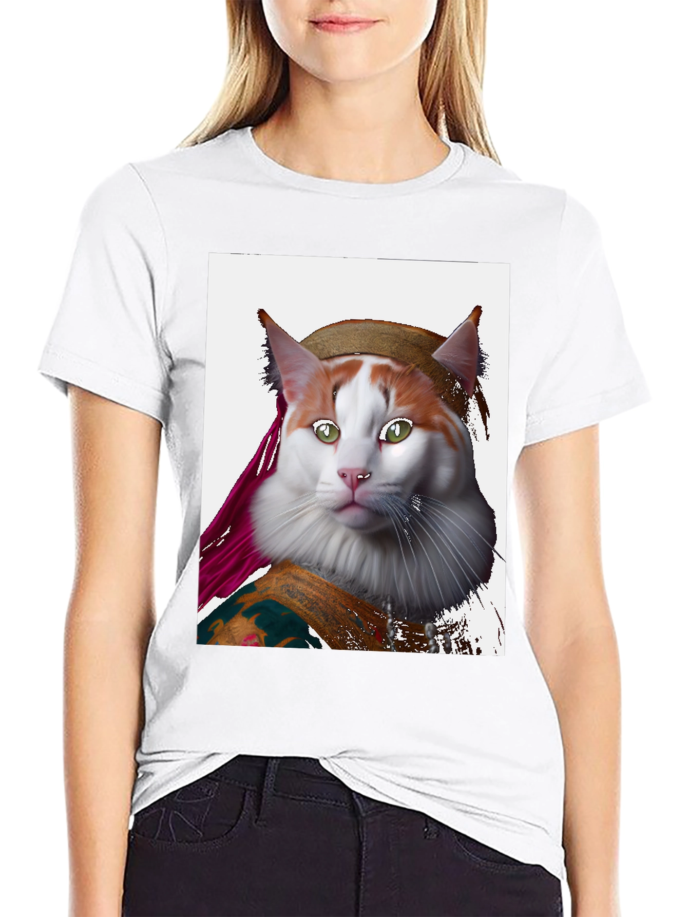 Mona Lisa Cat T-Shirt - Artful Feline Portrait