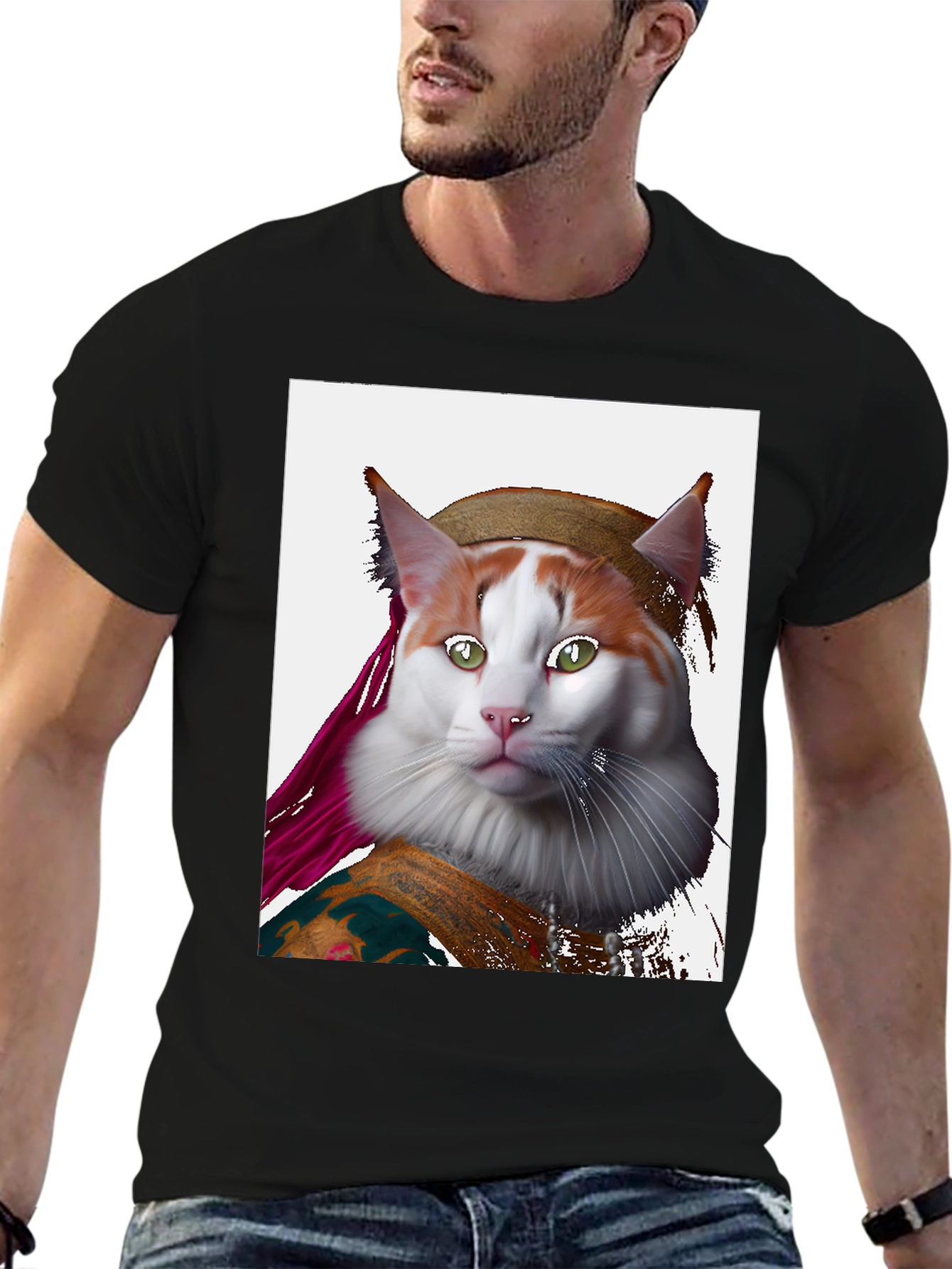 Mona Lisa Cat T-Shirt - Artful Feline Portrait