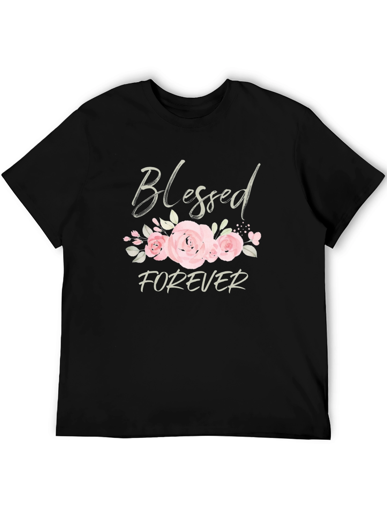 Blessed Forever Floral Graphic Tee - Black