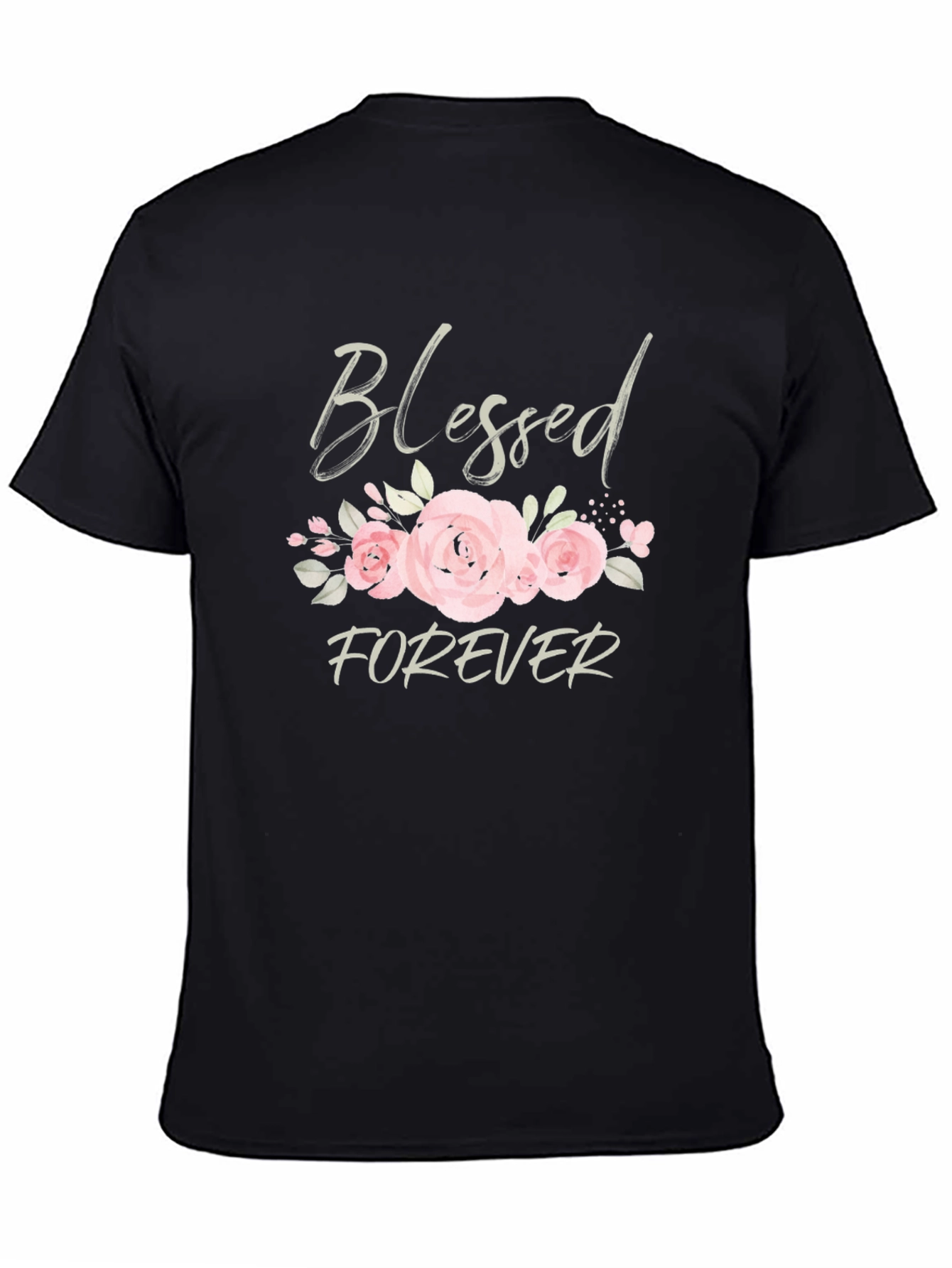 Blessed Forever Floral Graphic Tee - Black