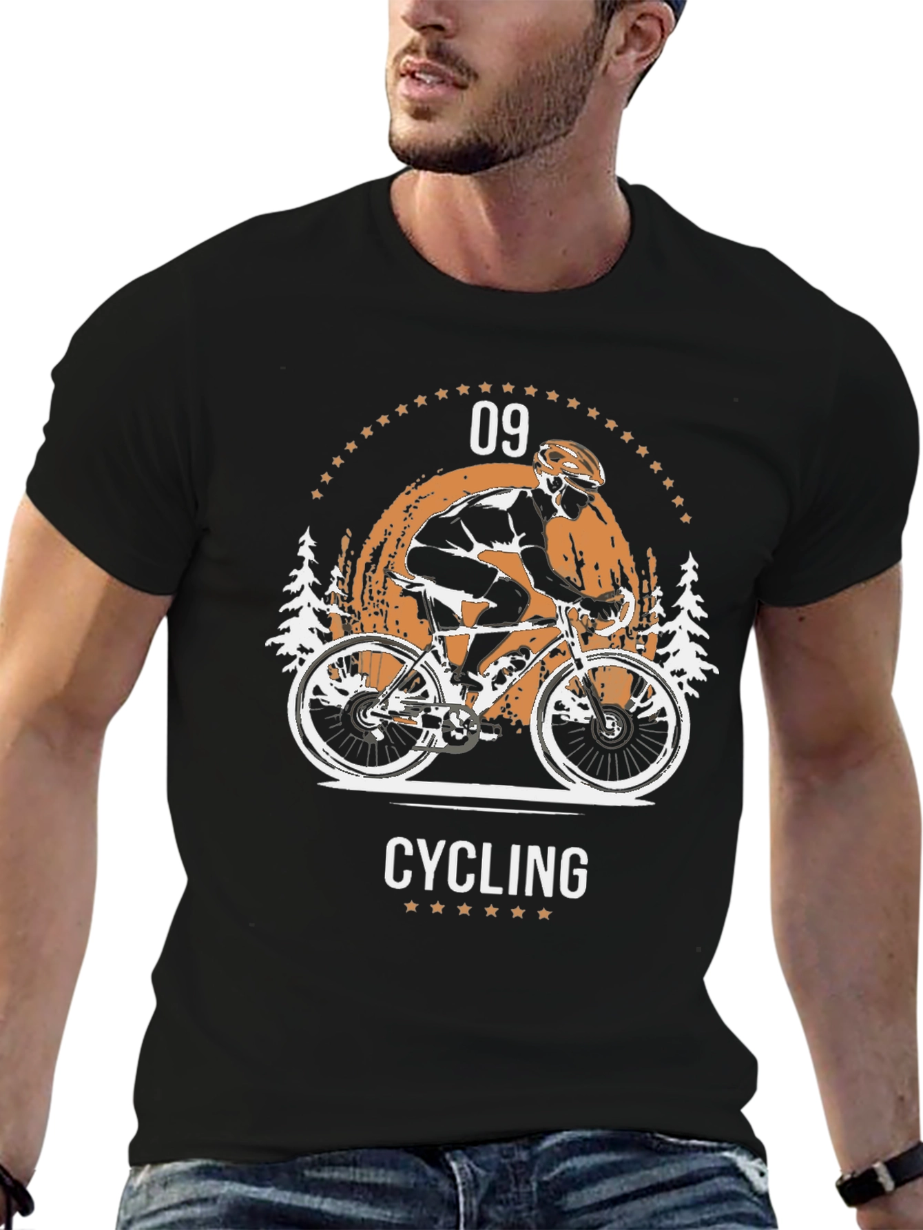 Cycling Graphic T-Shirt - Black Cotton Tee