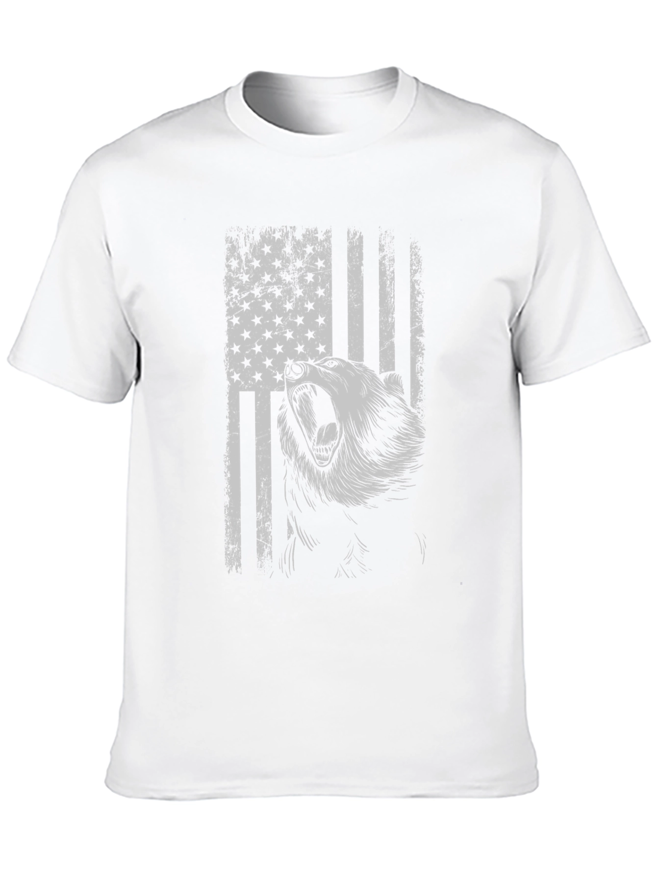 Grizzly Bear American Flag Graphic T-Shirt