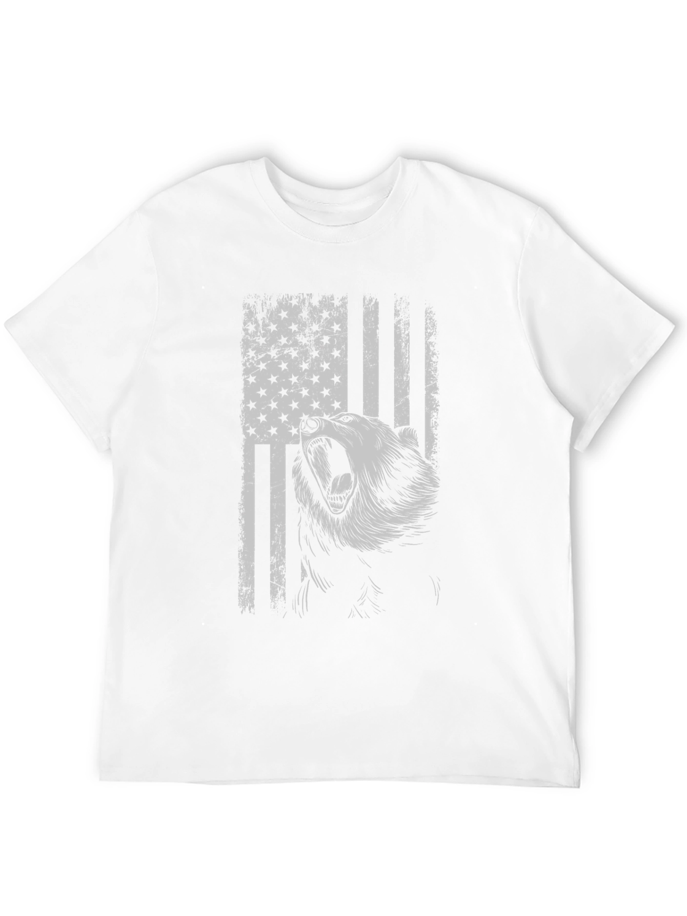 Grizzly Bear American Flag Graphic T-Shirt
