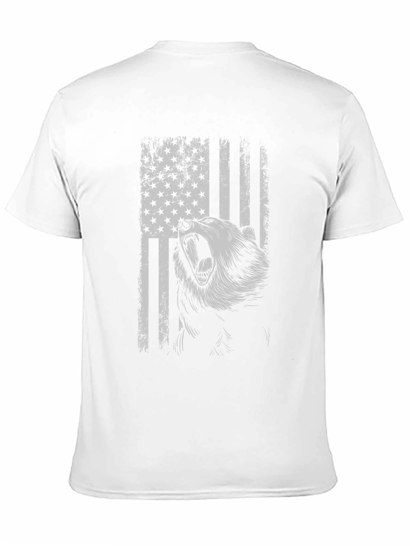 Grizzly Bear American Flag Graphic T-Shirt