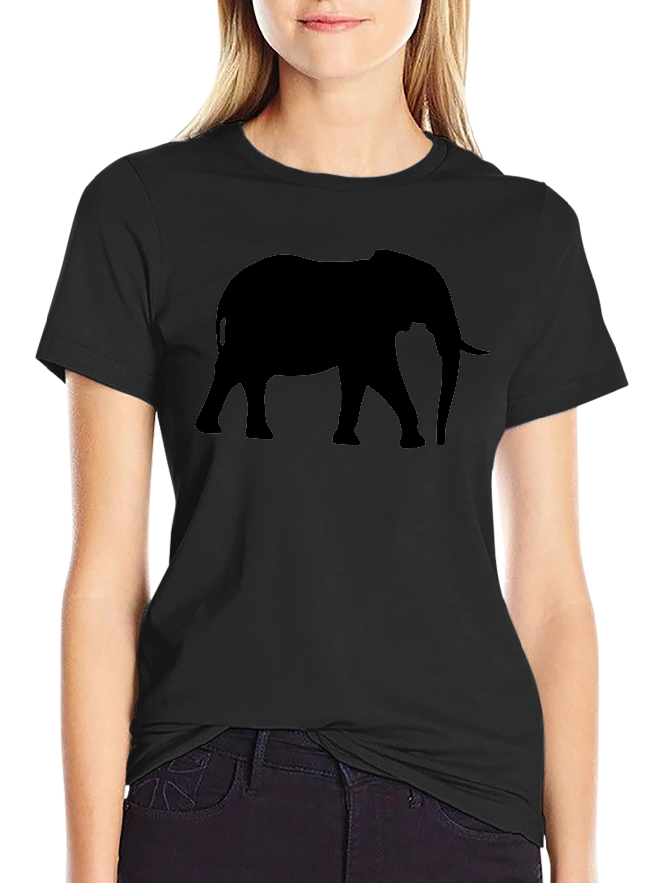 Elephant Silhouette Graphic Tee - Mens Black T-Shirt