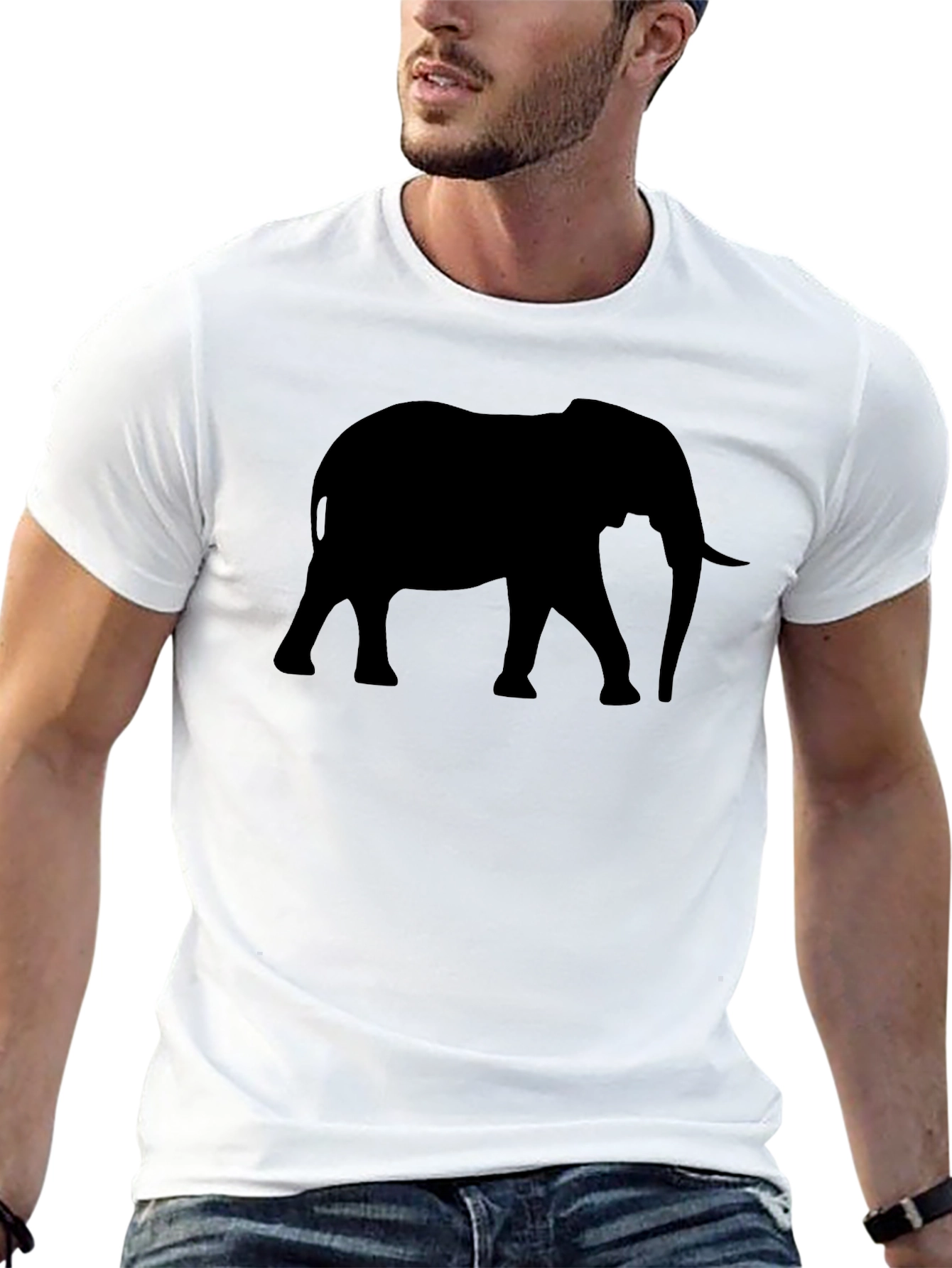 Elephant Silhouette Graphic Tee - Mens Black T-Shirt