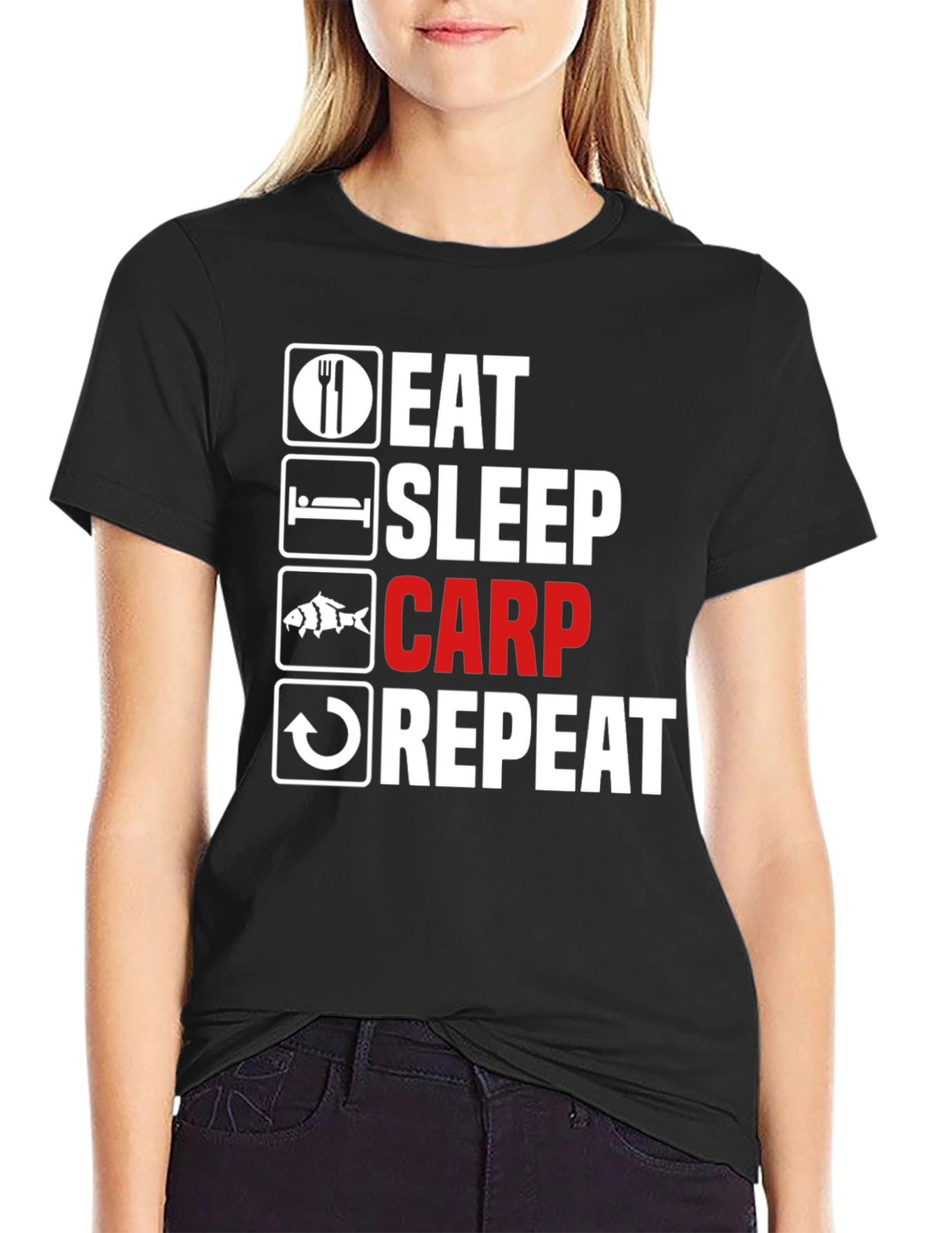 Eat Sleep Carp Repeat - Funny Fishing T-Shirt