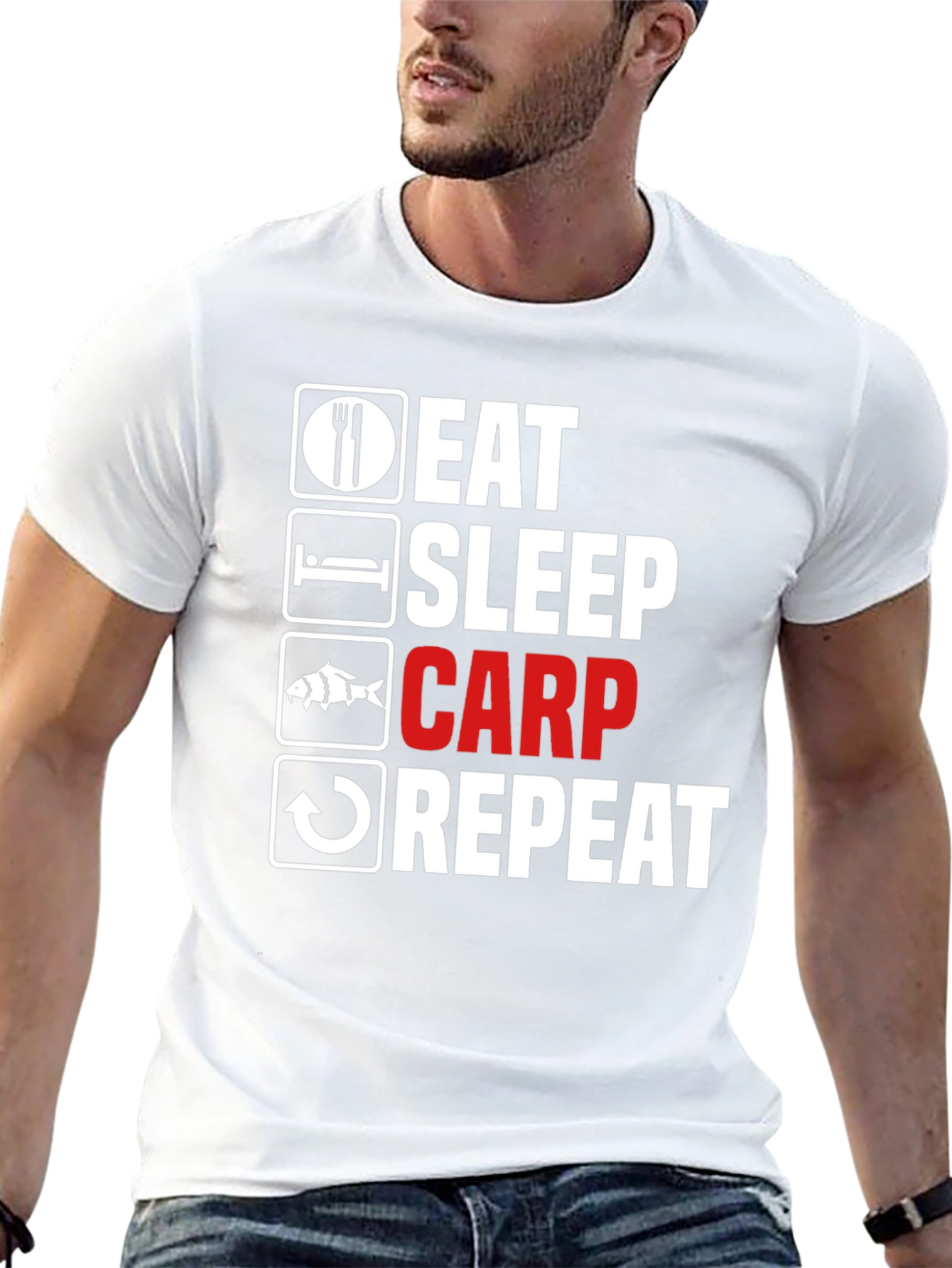 Eat Sleep Carp Repeat - Funny Fishing T-Shirt
