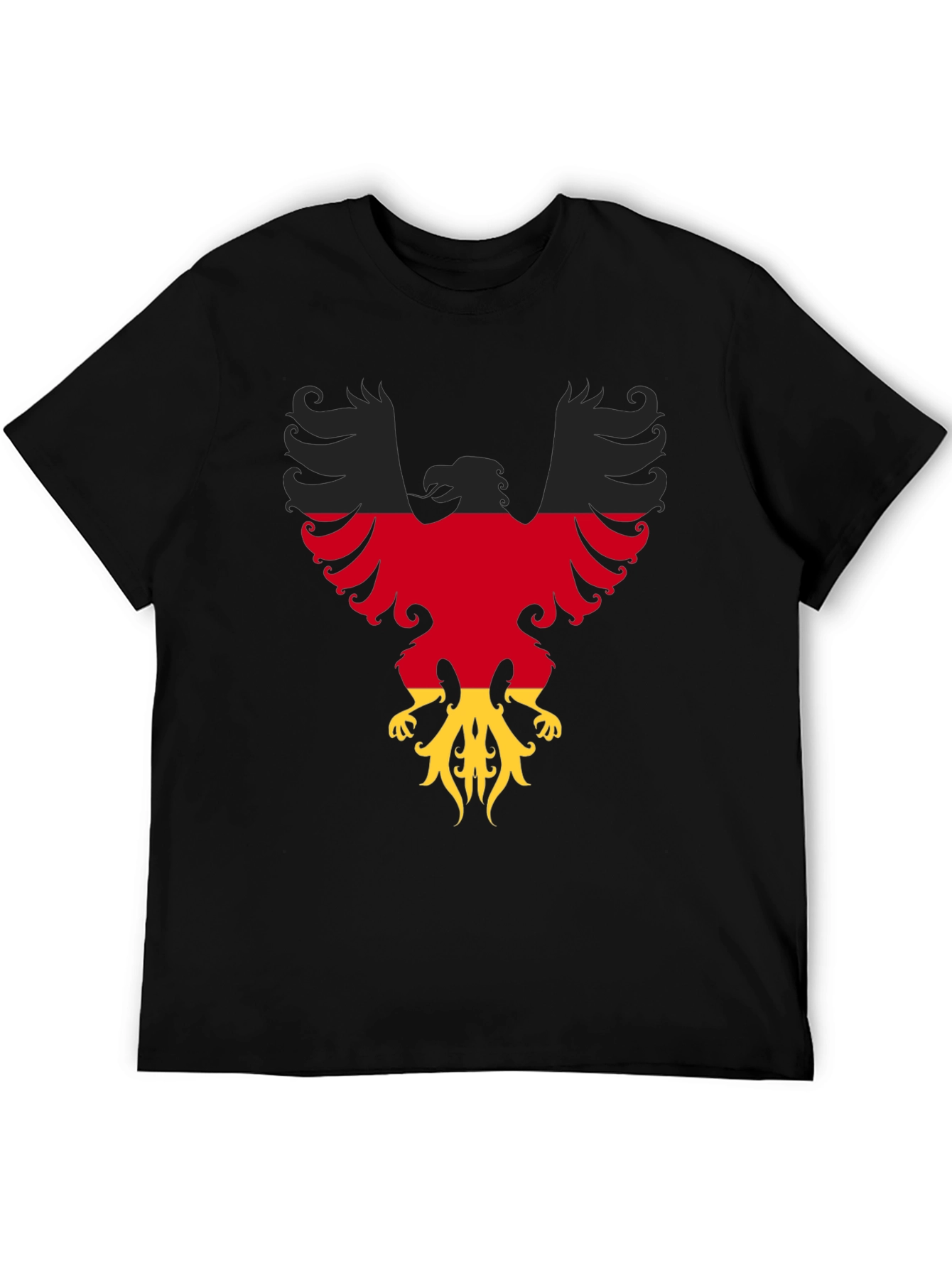 German Flag Eagle Graphic Tee - Black Cotton T-Shirt