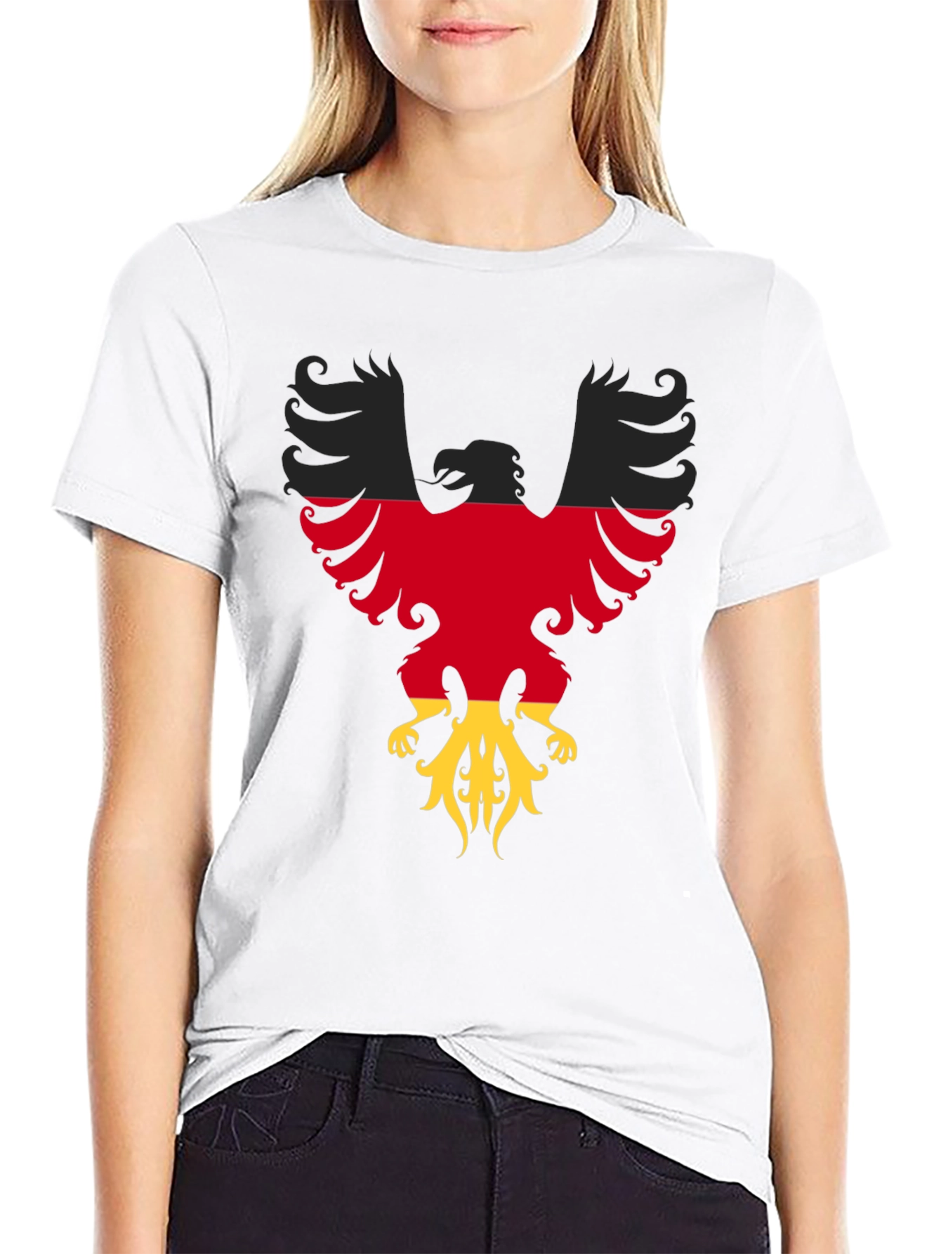 German Flag Eagle Graphic Tee - Black Cotton T-Shirt