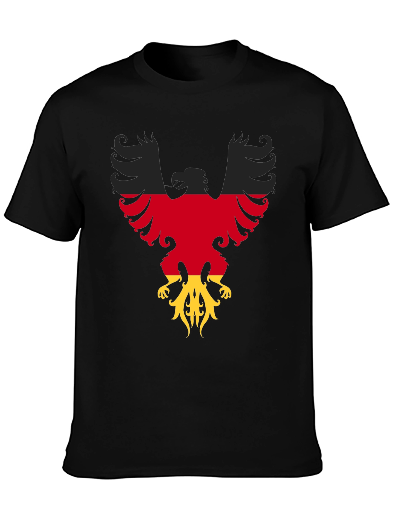 German Flag Eagle Graphic Tee - Black Cotton T-Shirt