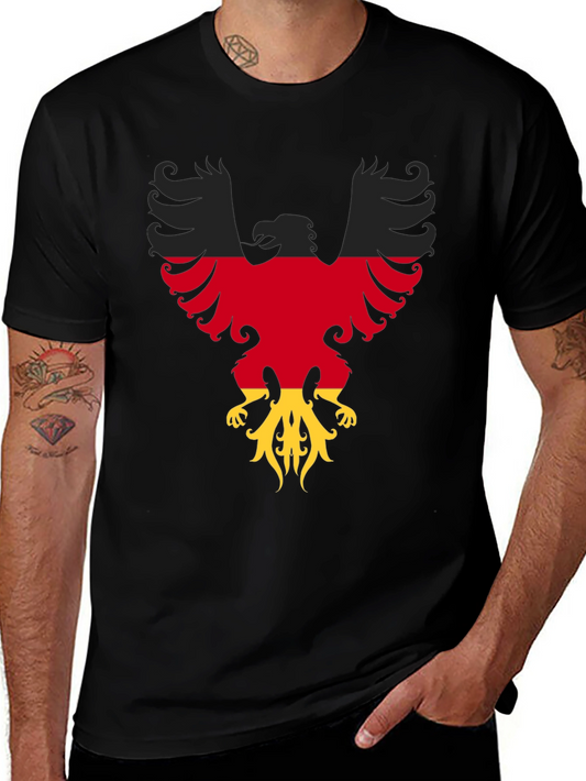 German Flag Eagle Graphic Tee - Black Cotton T-Shirt