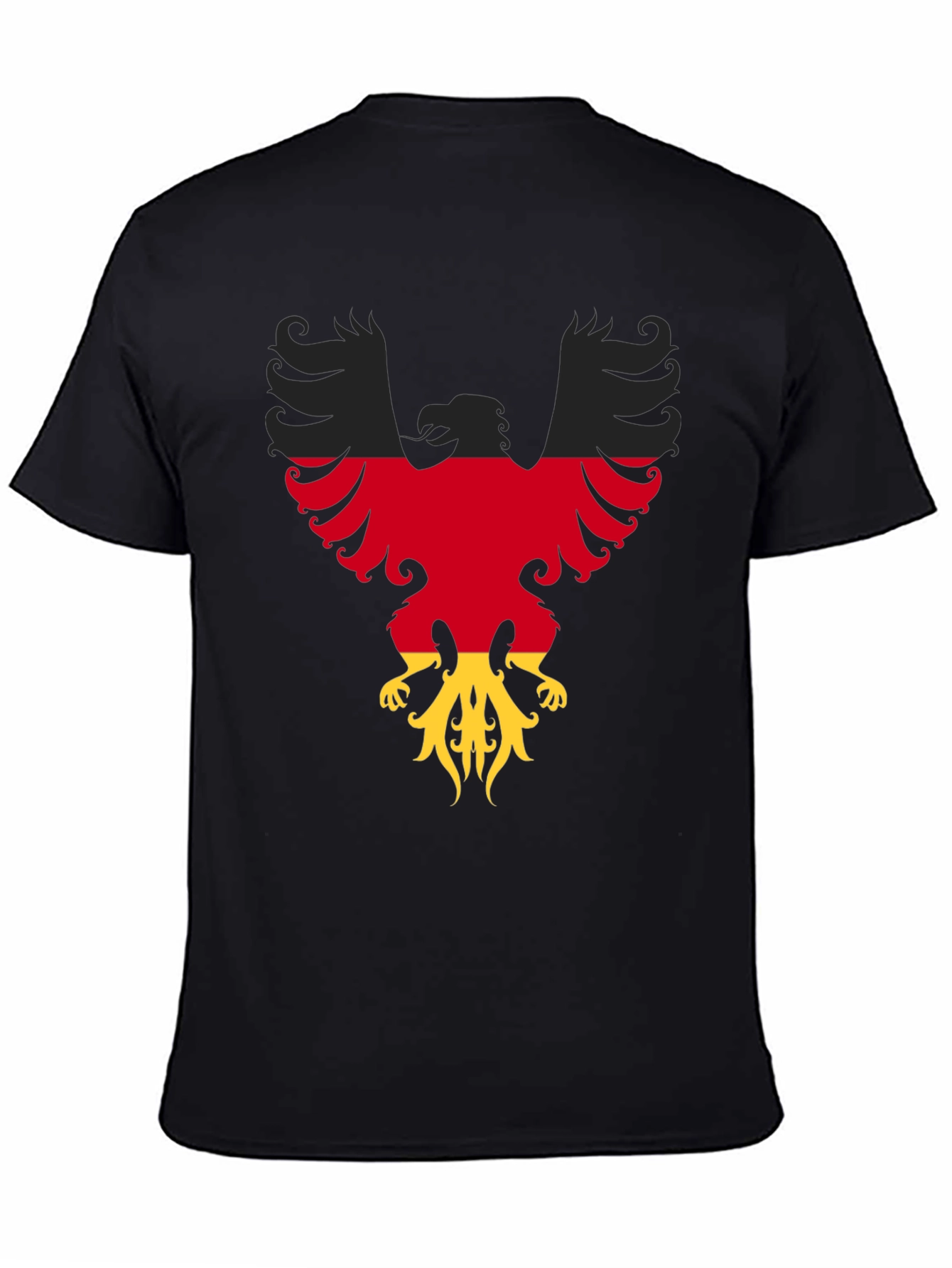 German Flag Eagle Graphic Tee - Black Cotton T-Shirt