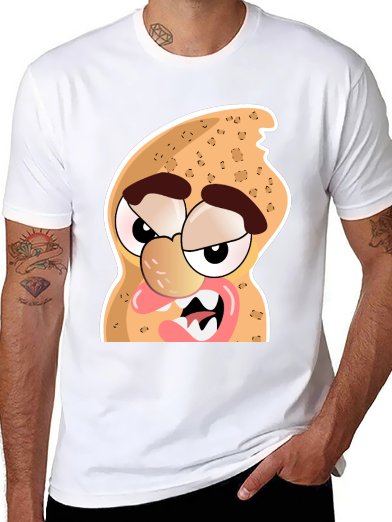Funny Peanut Cartoon Graphic Black T-Shirt