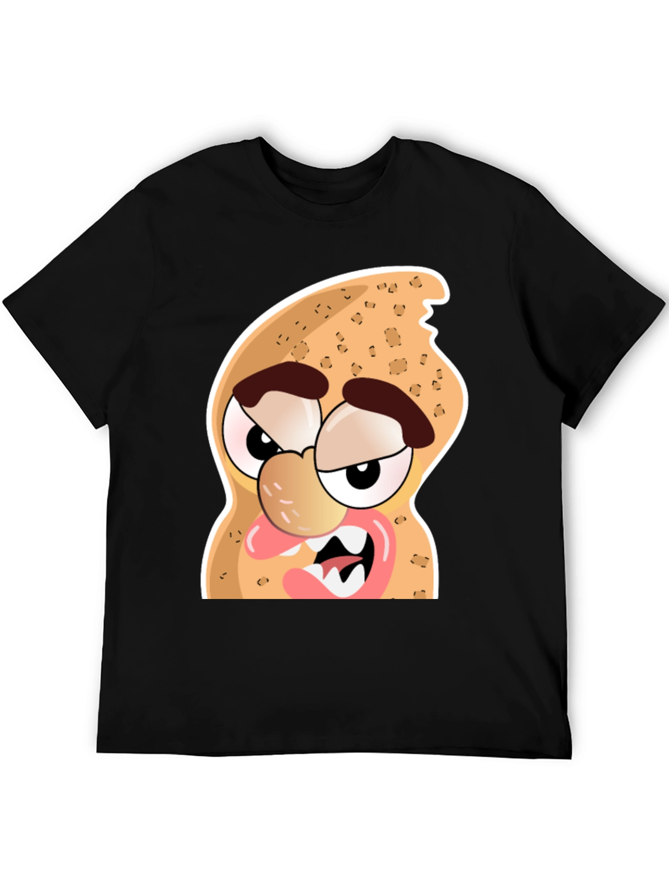 Funny Peanut Cartoon Graphic Black T-Shirt