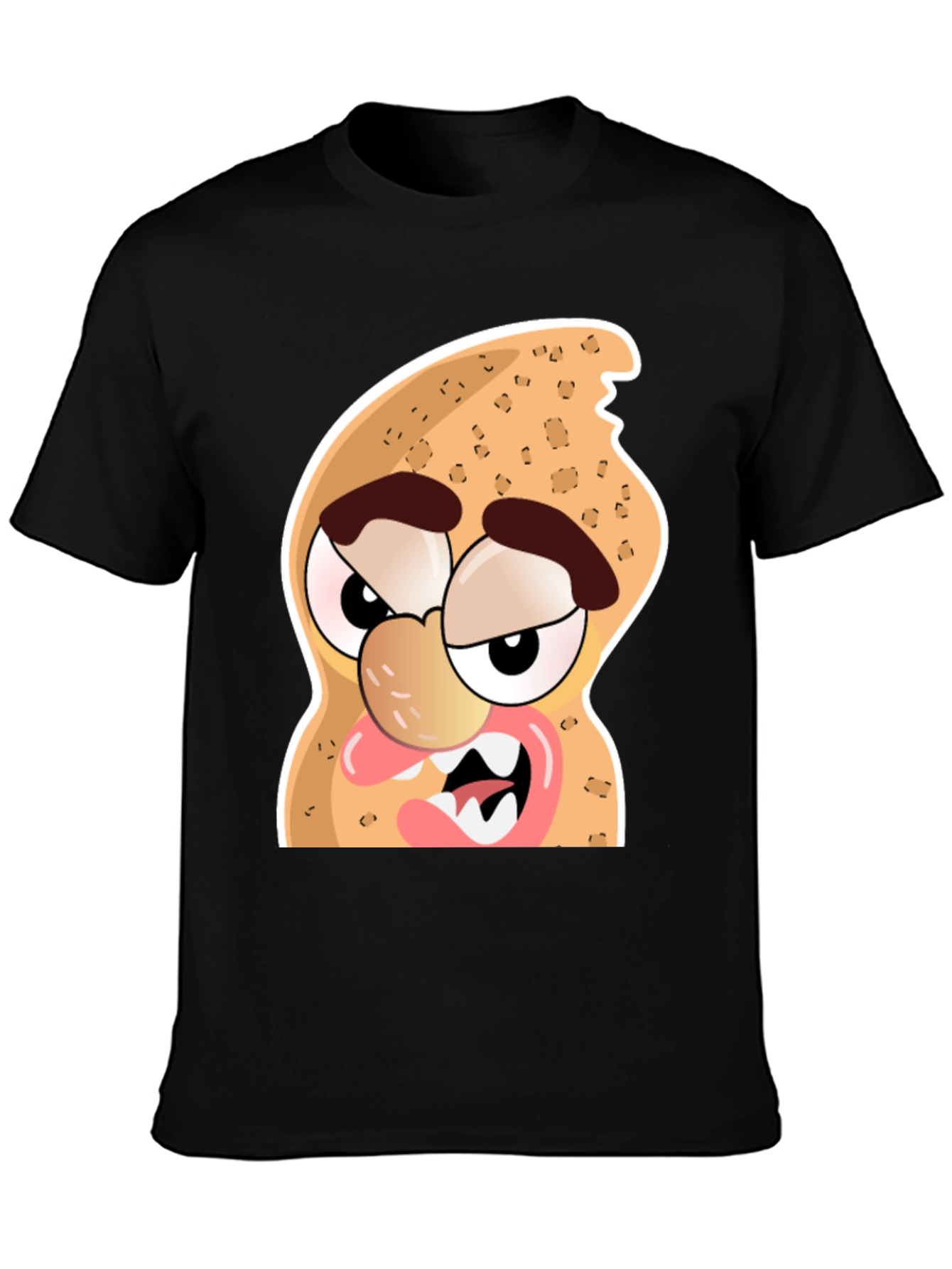 Funny Peanut Cartoon Graphic Black T-Shirt