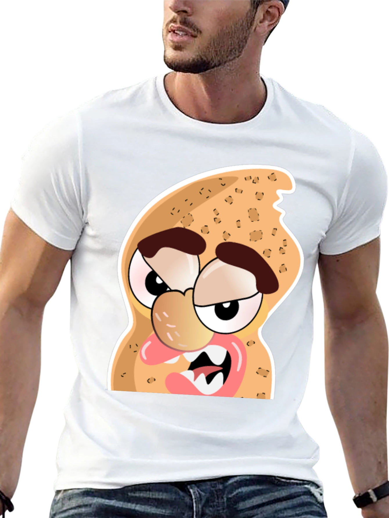 Funny Peanut Cartoon Graphic Black T-Shirt