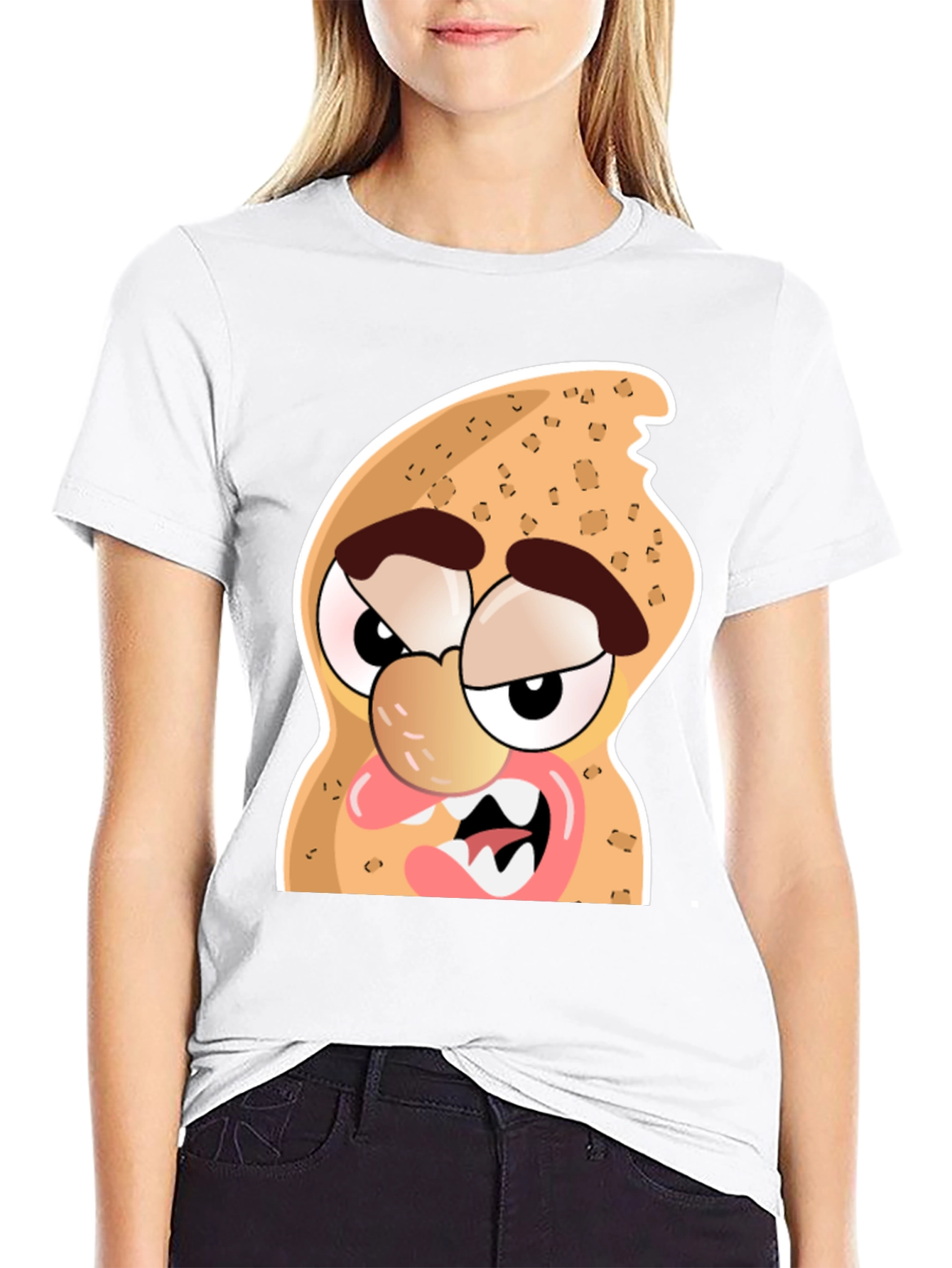 Funny Peanut Cartoon Graphic Black T-Shirt
