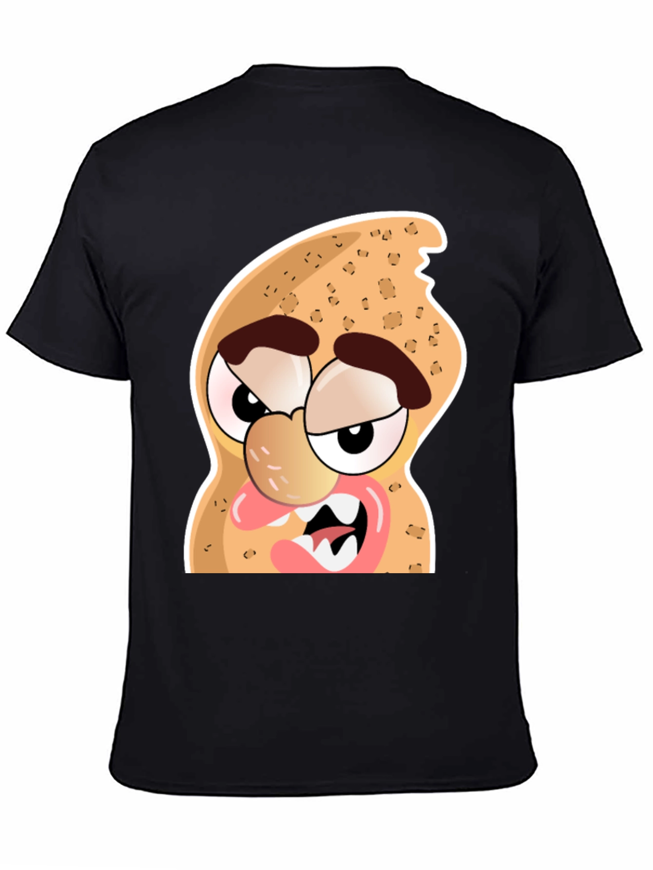 Funny Peanut Cartoon Graphic Black T-Shirt