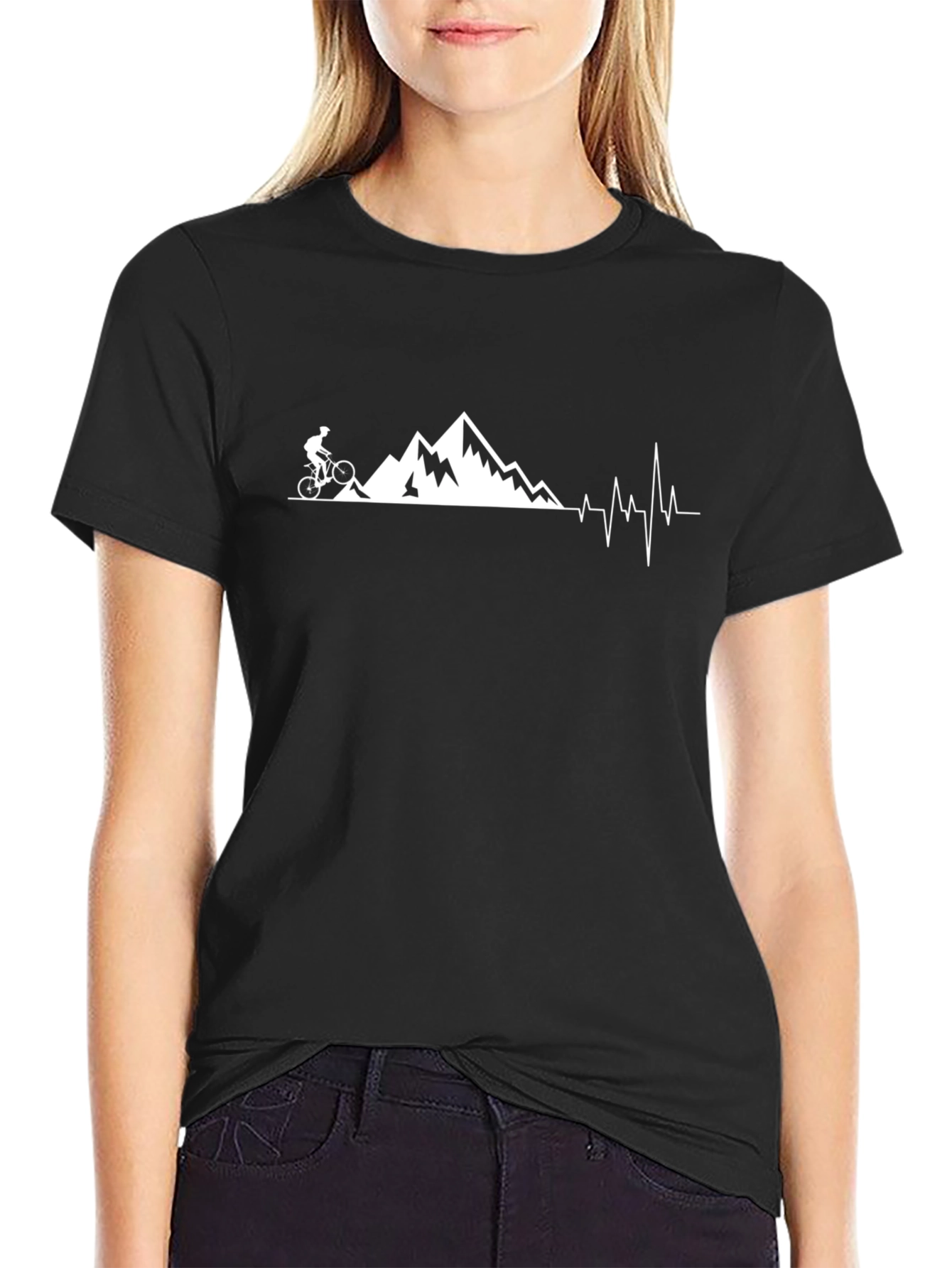Mountain Biking Heartbeat Tee - Adventure Ready!