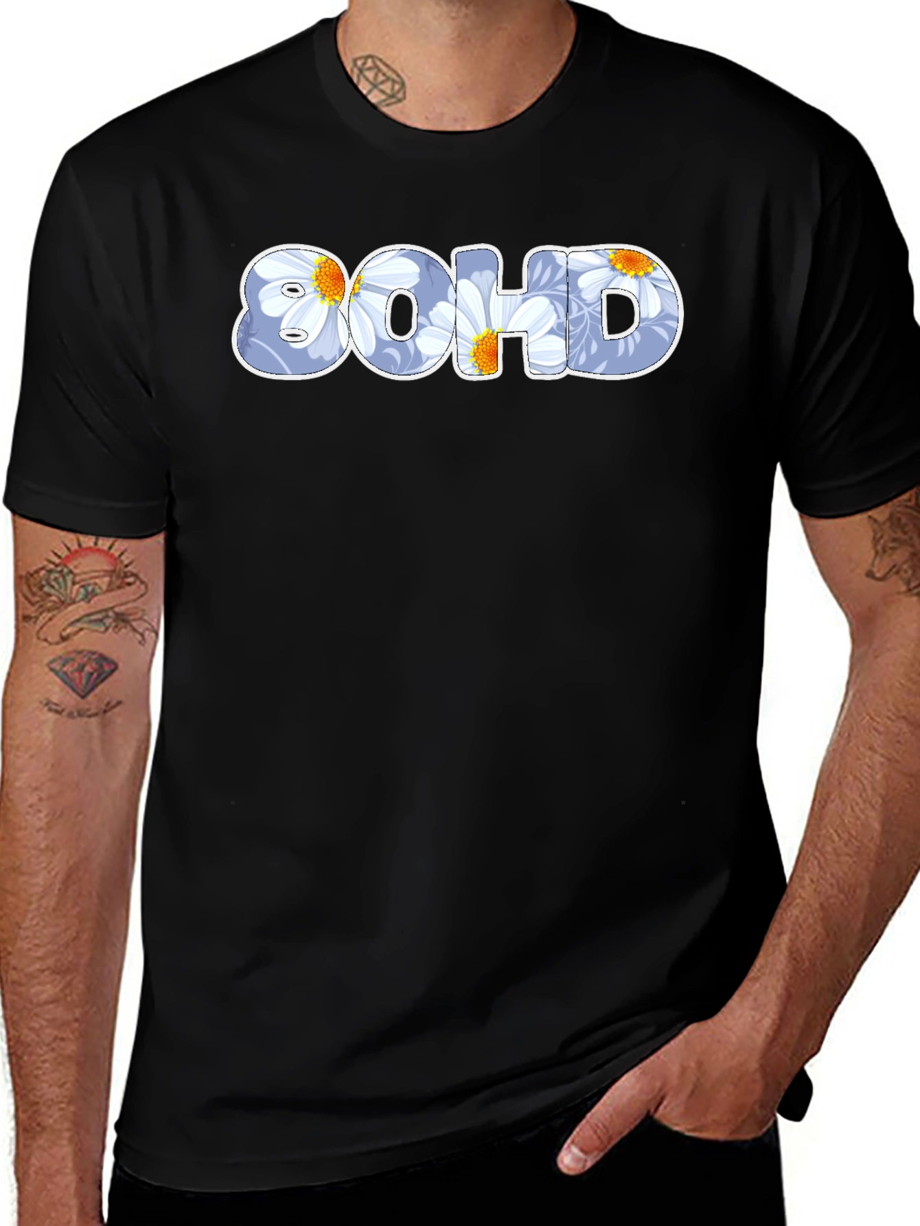 8OHD Floral Pattern Graphic Tee
