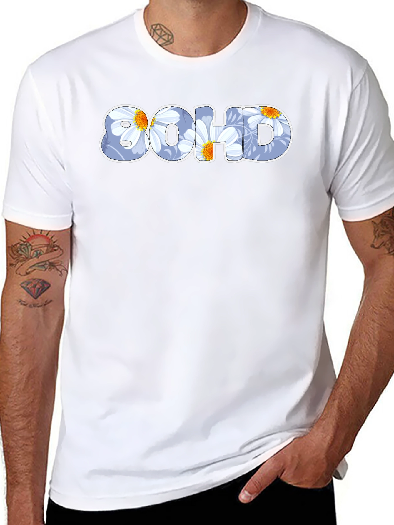 8OHD Floral Pattern Graphic Tee