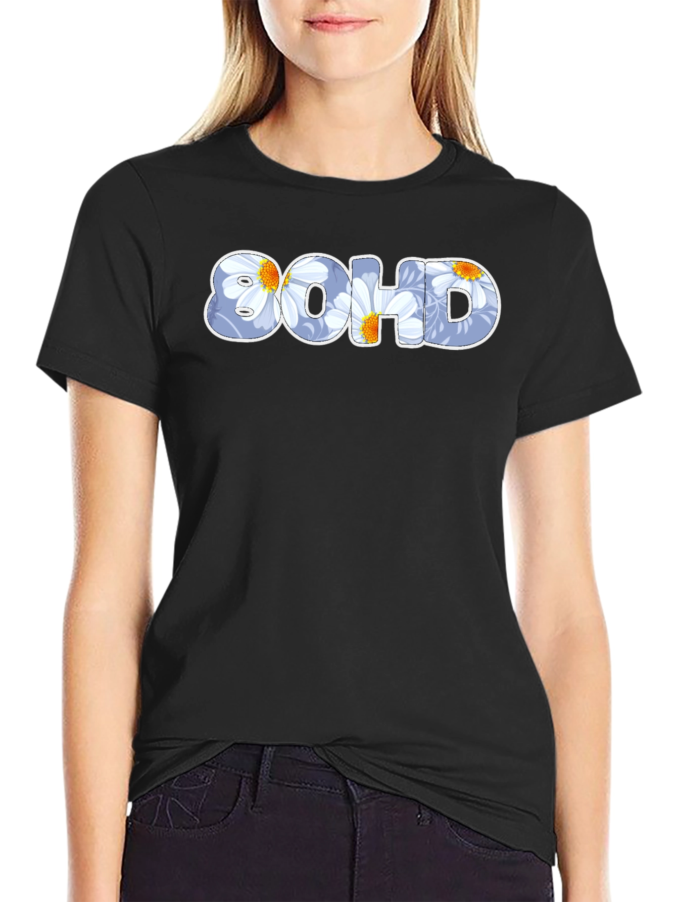 8OHD Floral Pattern Graphic Tee