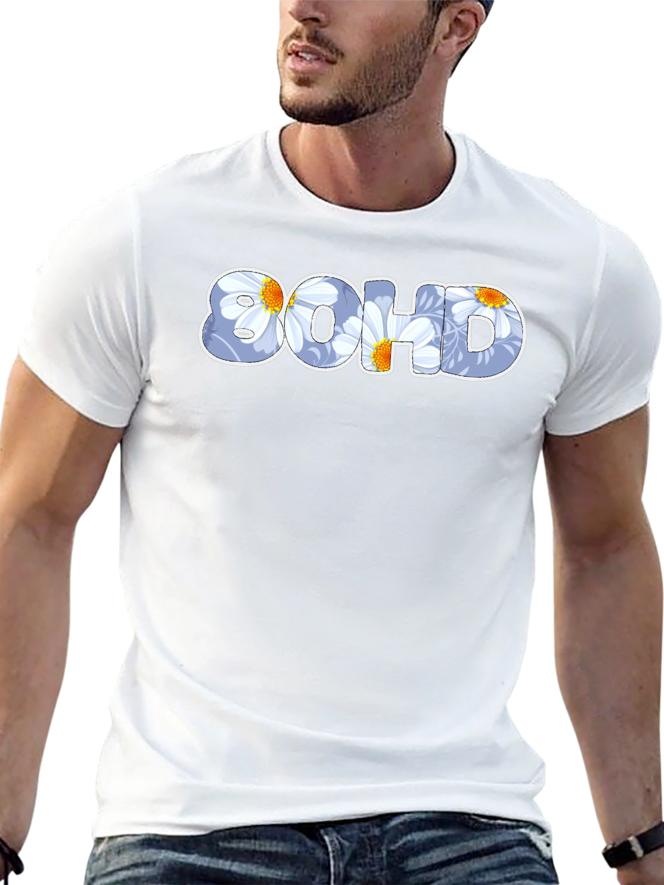 8OHD Floral Pattern Graphic Tee