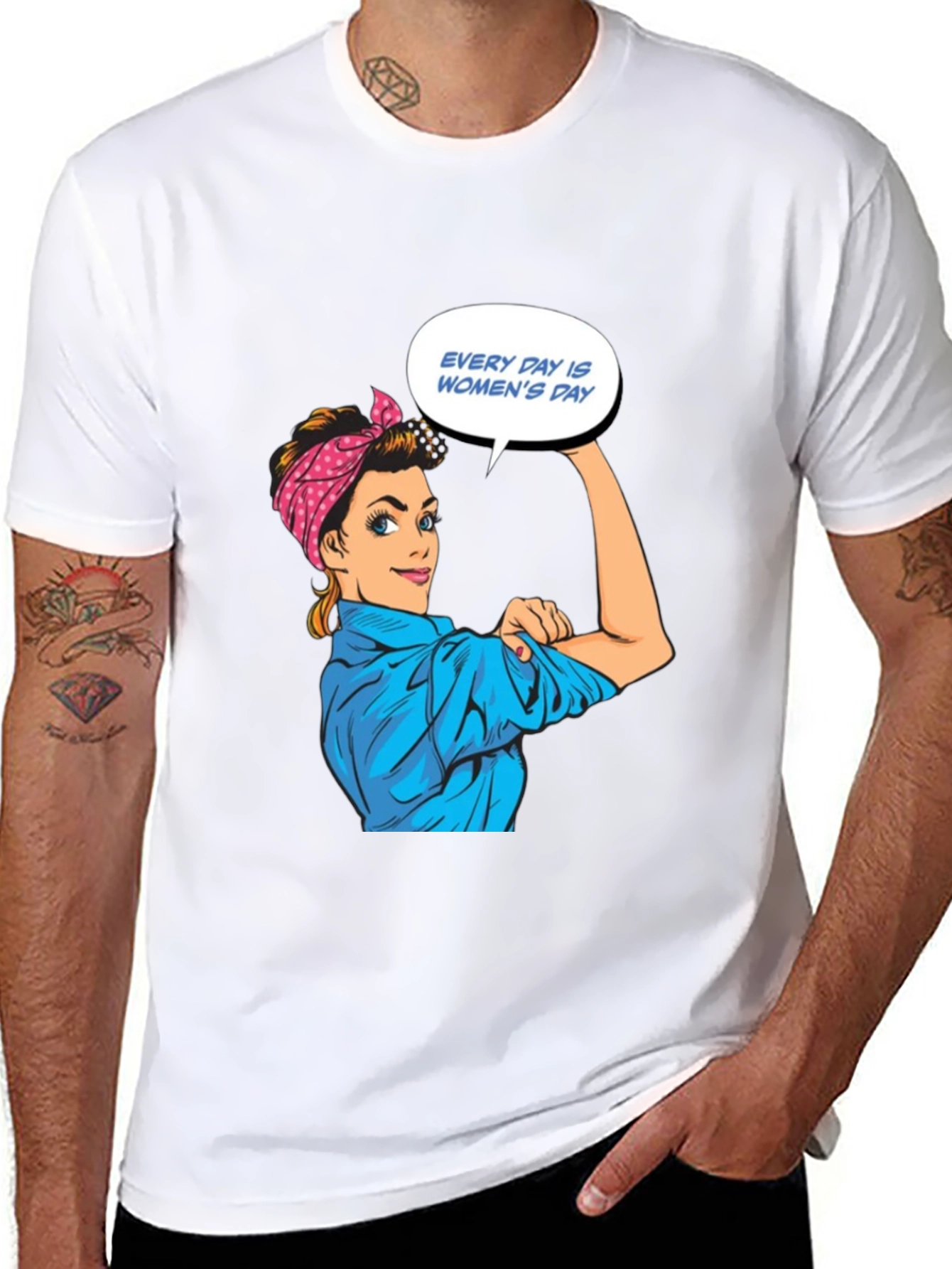 Rosie Riveter Womens Day Graphic T-Shirt