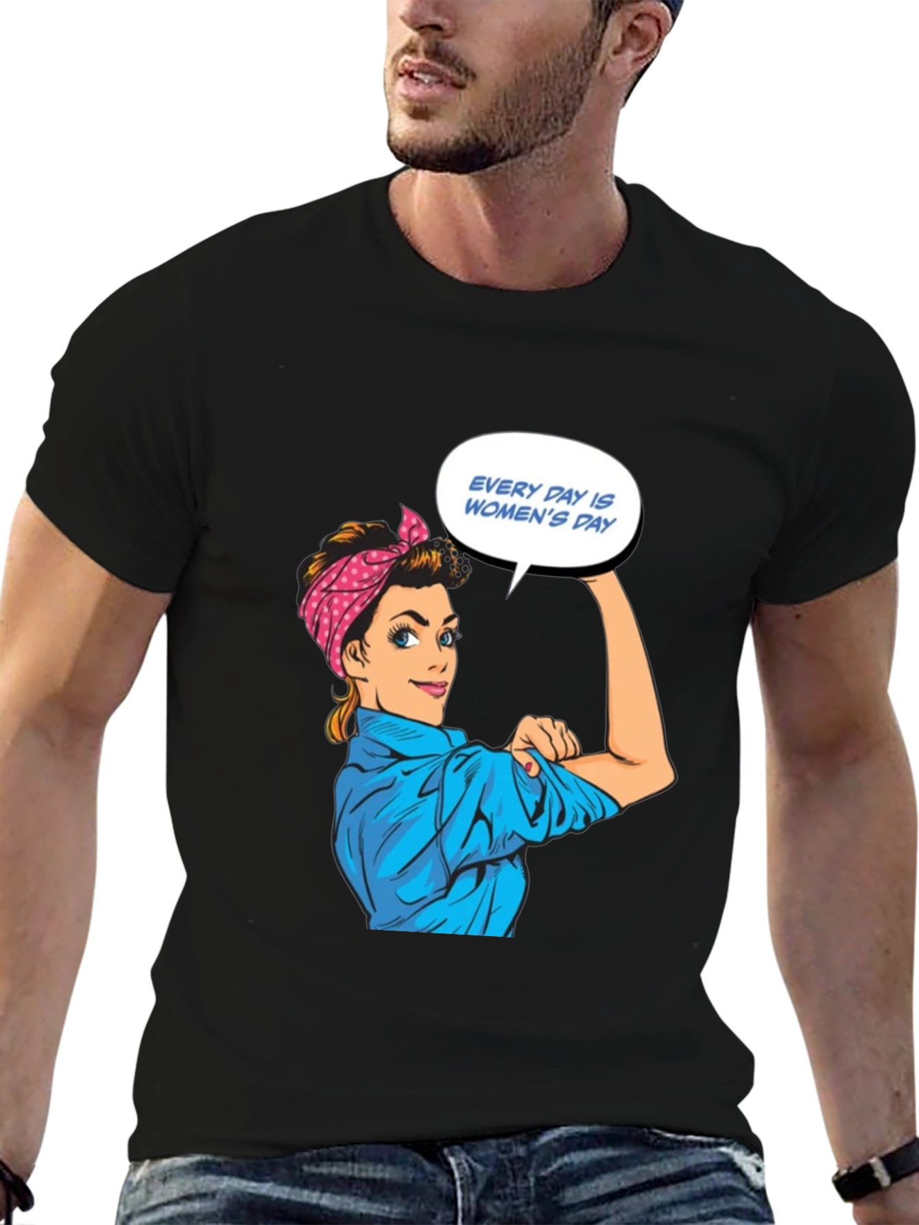 Rosie Riveter Womens Day Graphic T-Shirt