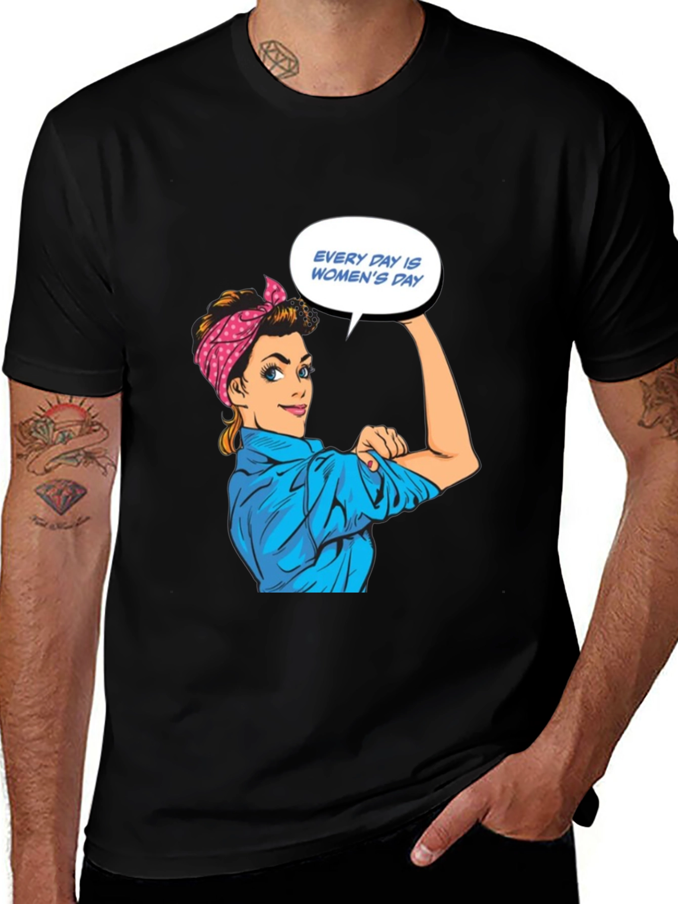 Rosie Riveter Womens Day Graphic T-Shirt