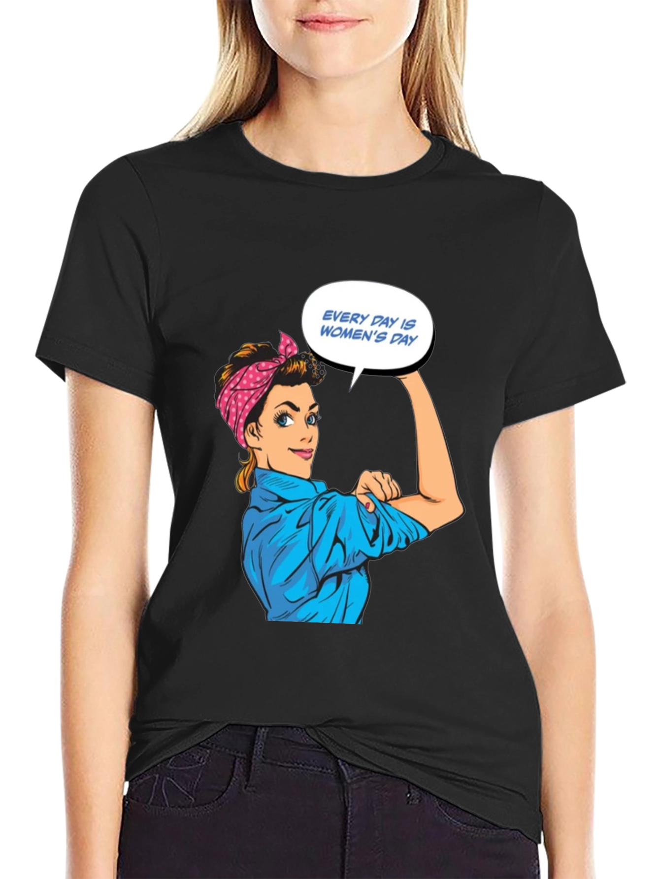 Rosie Riveter Womens Day Graphic T-Shirt