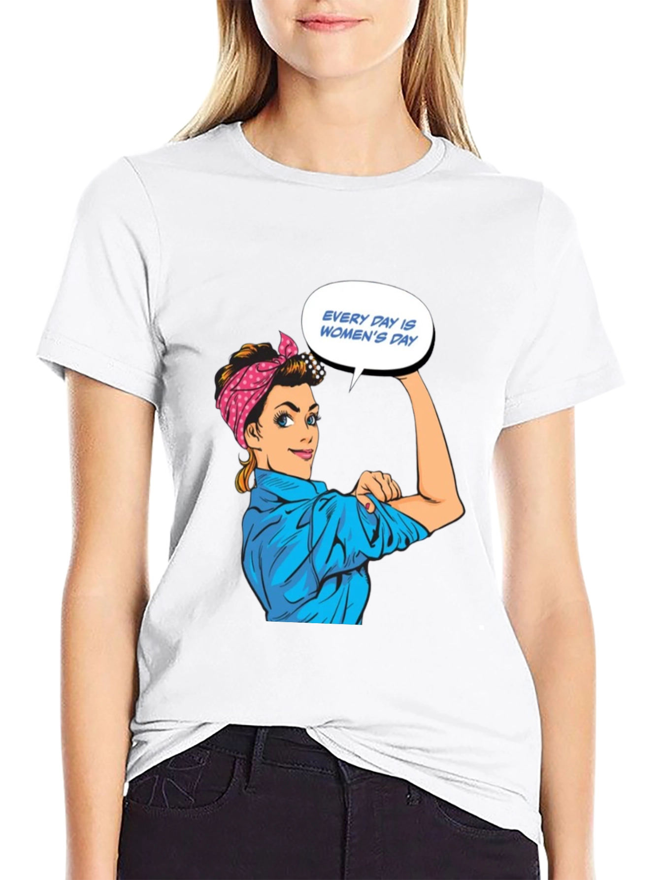 Rosie Riveter Womens Day Graphic T-Shirt