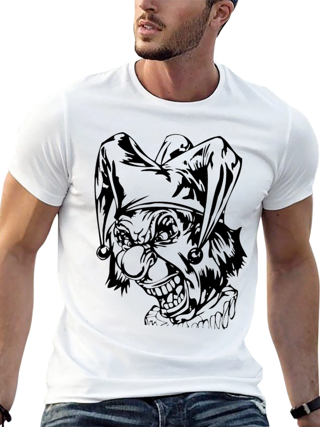 Mens Black Joker Graphic Print Tee
