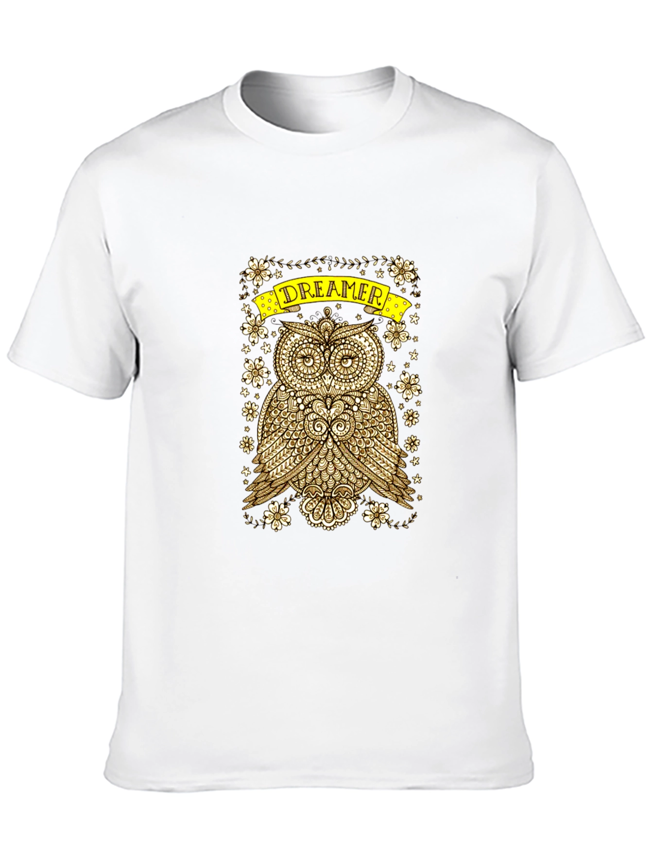 Dreamer Owl Graphic Print Black T-Shirt
