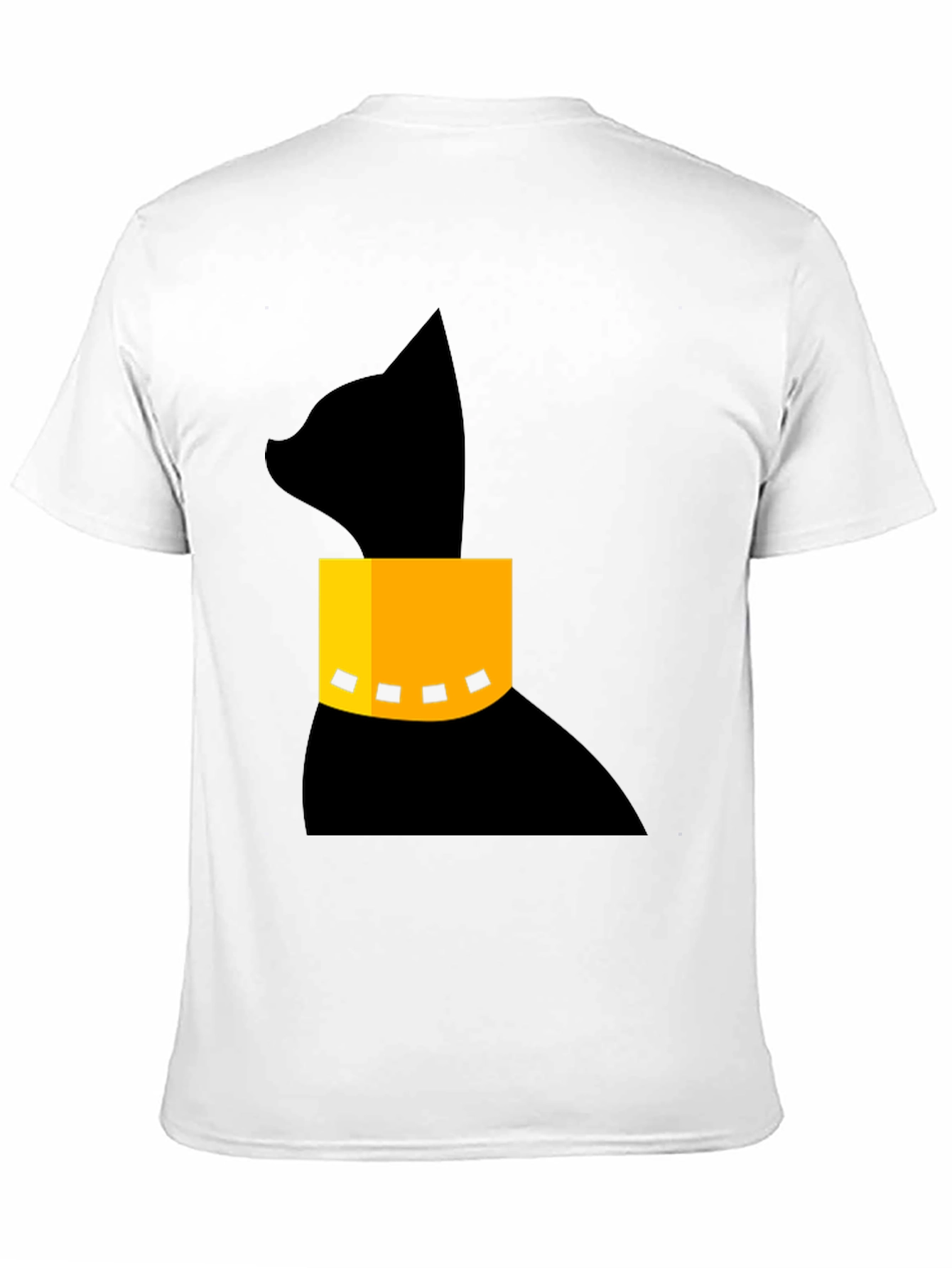 Modern Black Cat T-Shirt with Geometric Collar