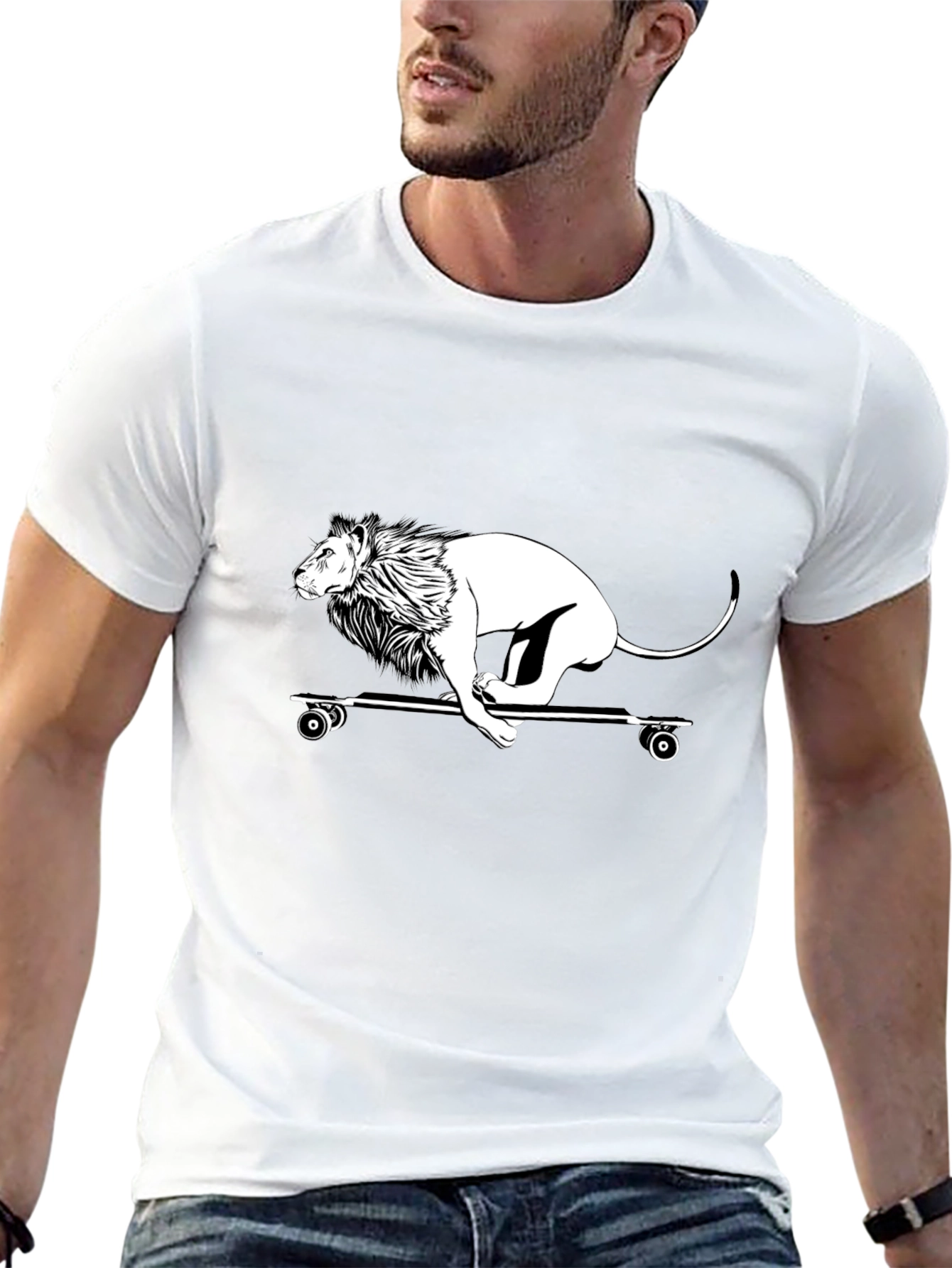 Lion Skateboard Graphic Tee