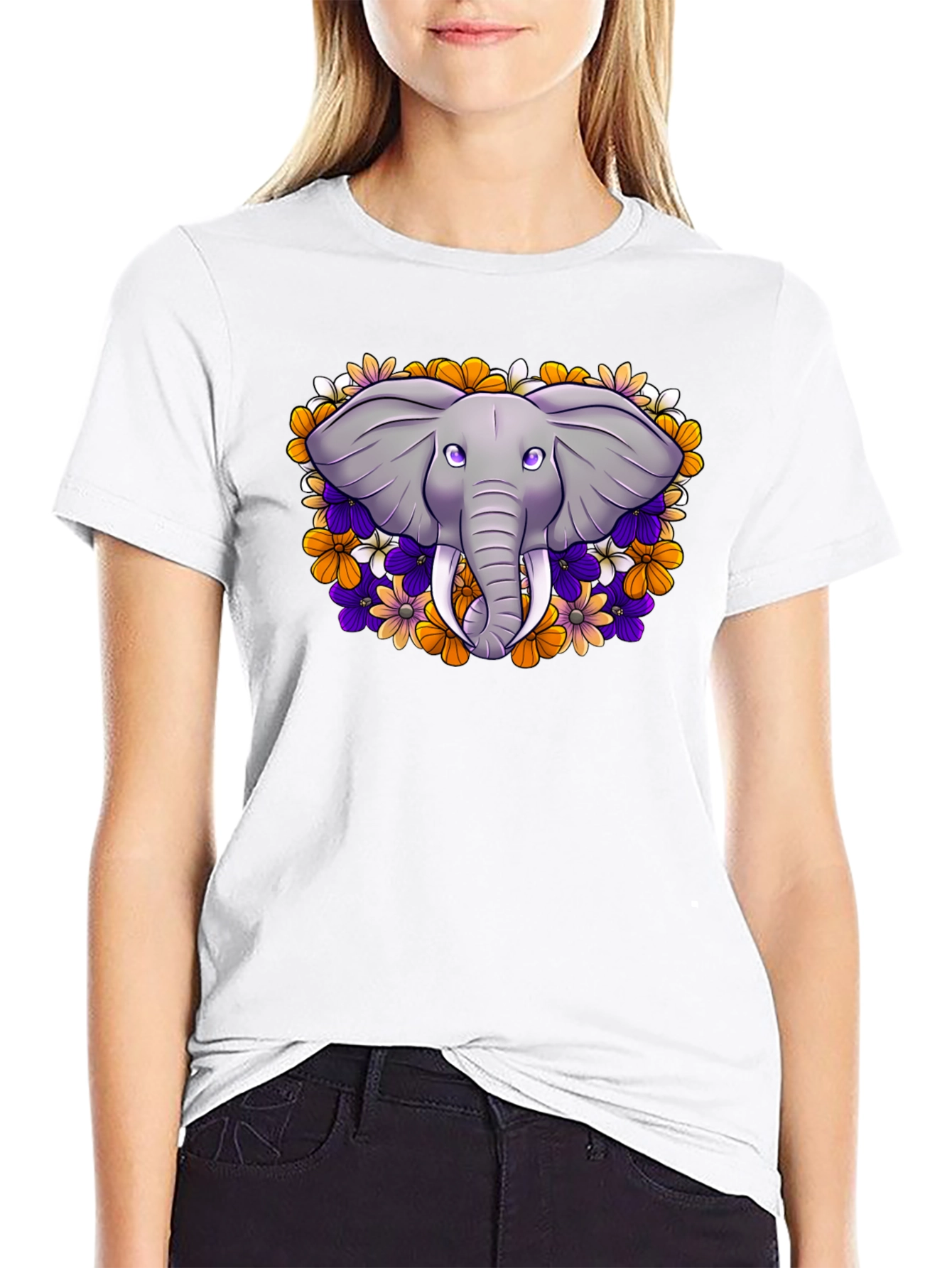 Floral Elephant Graphic T-Shirt