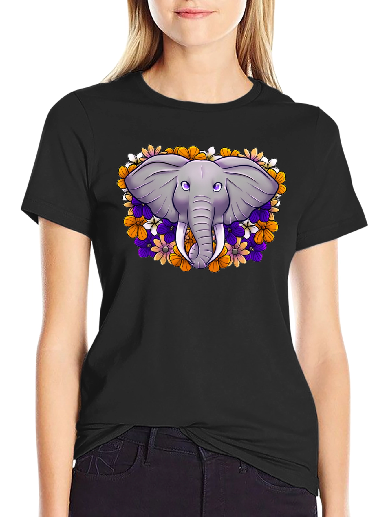 Floral Elephant Graphic T-Shirt