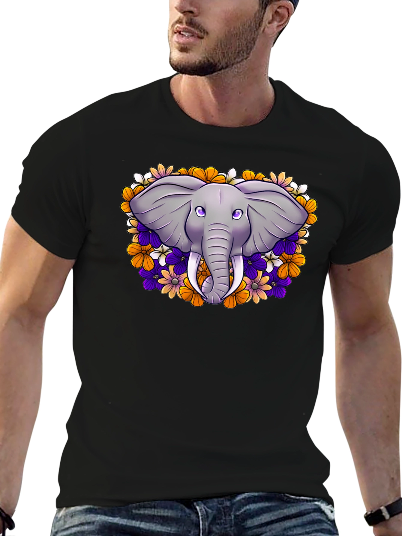 Floral Elephant Graphic T-Shirt