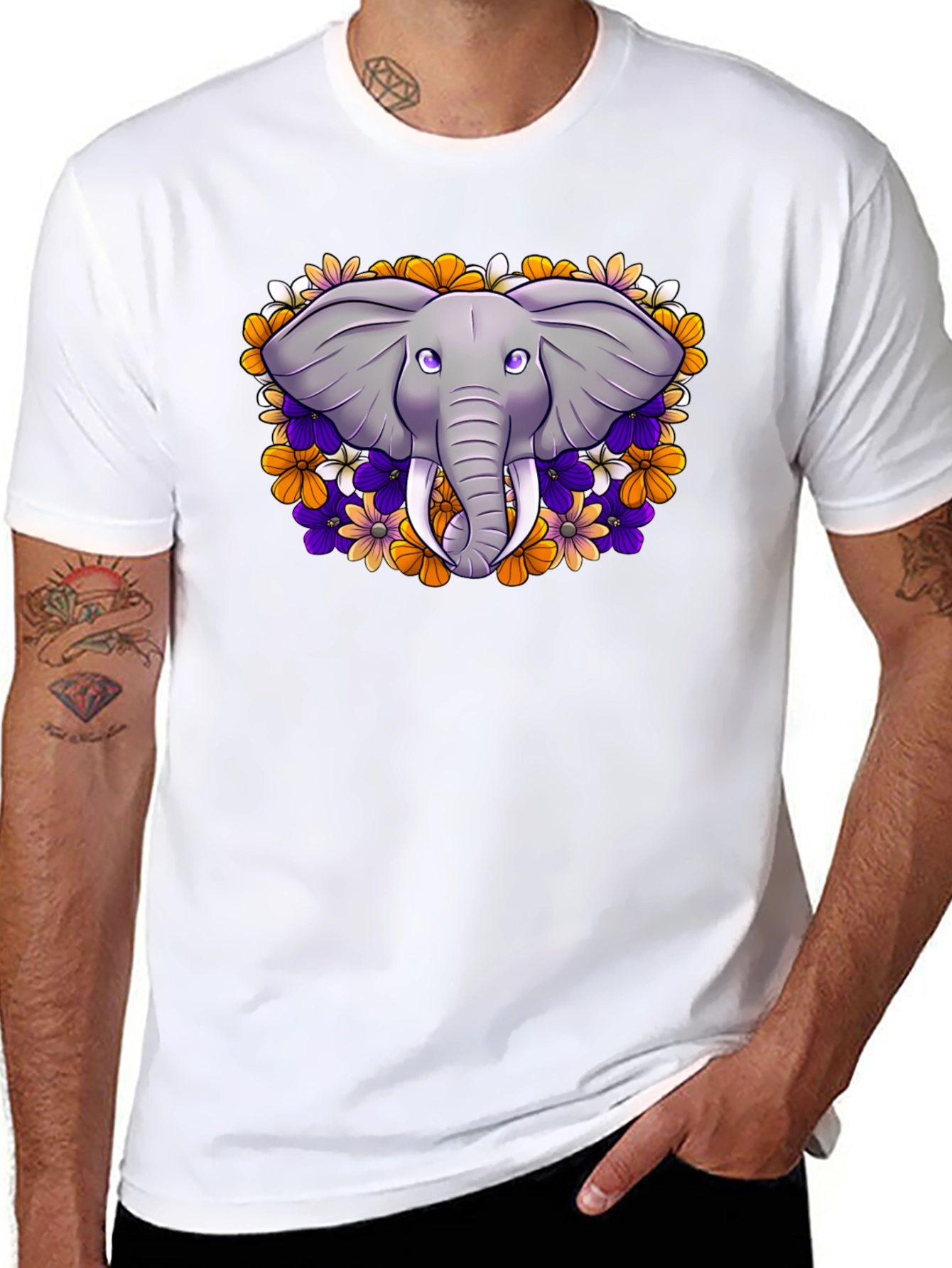 Floral Elephant Graphic T-Shirt