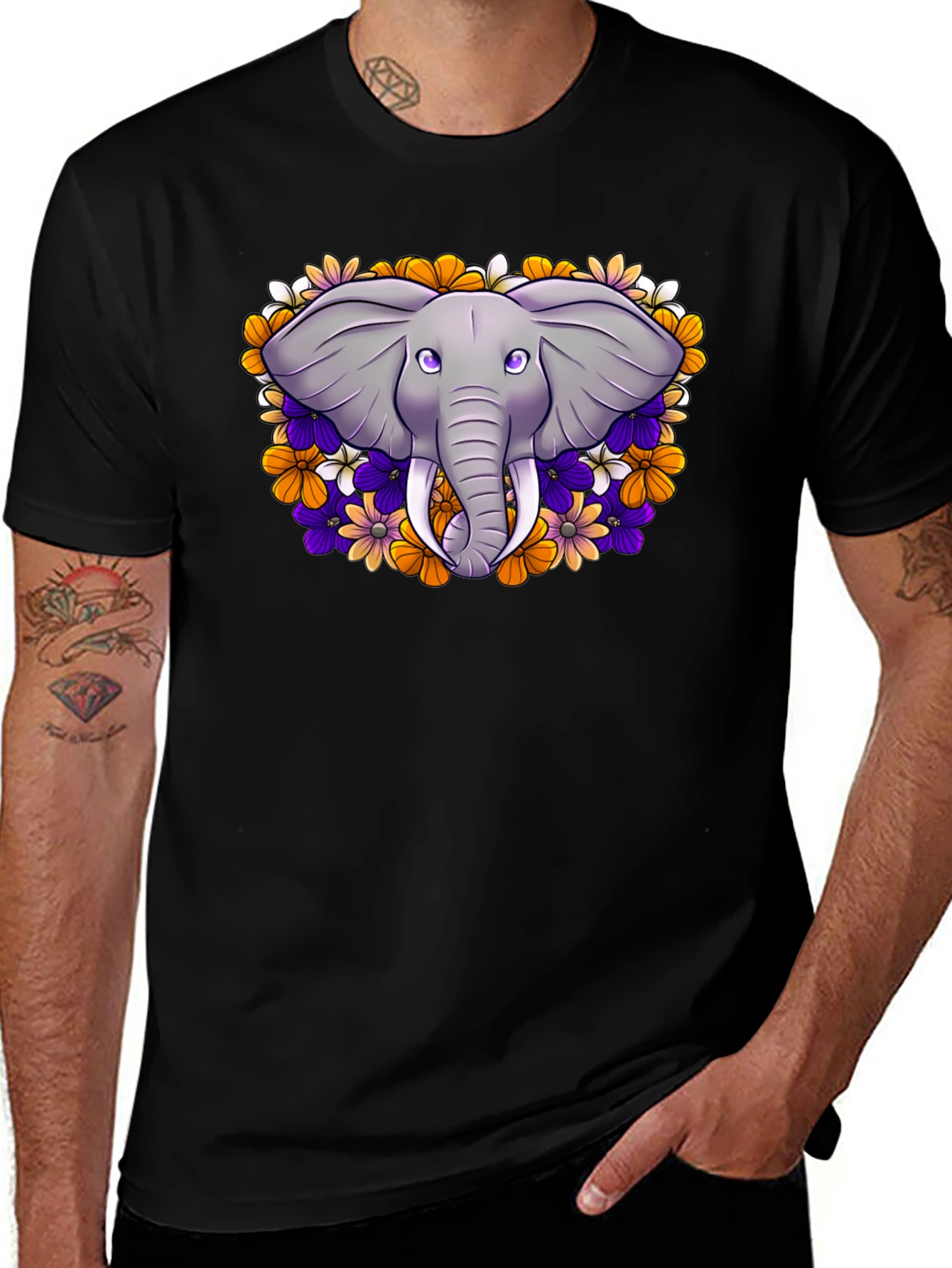 Floral Elephant Graphic T-Shirt