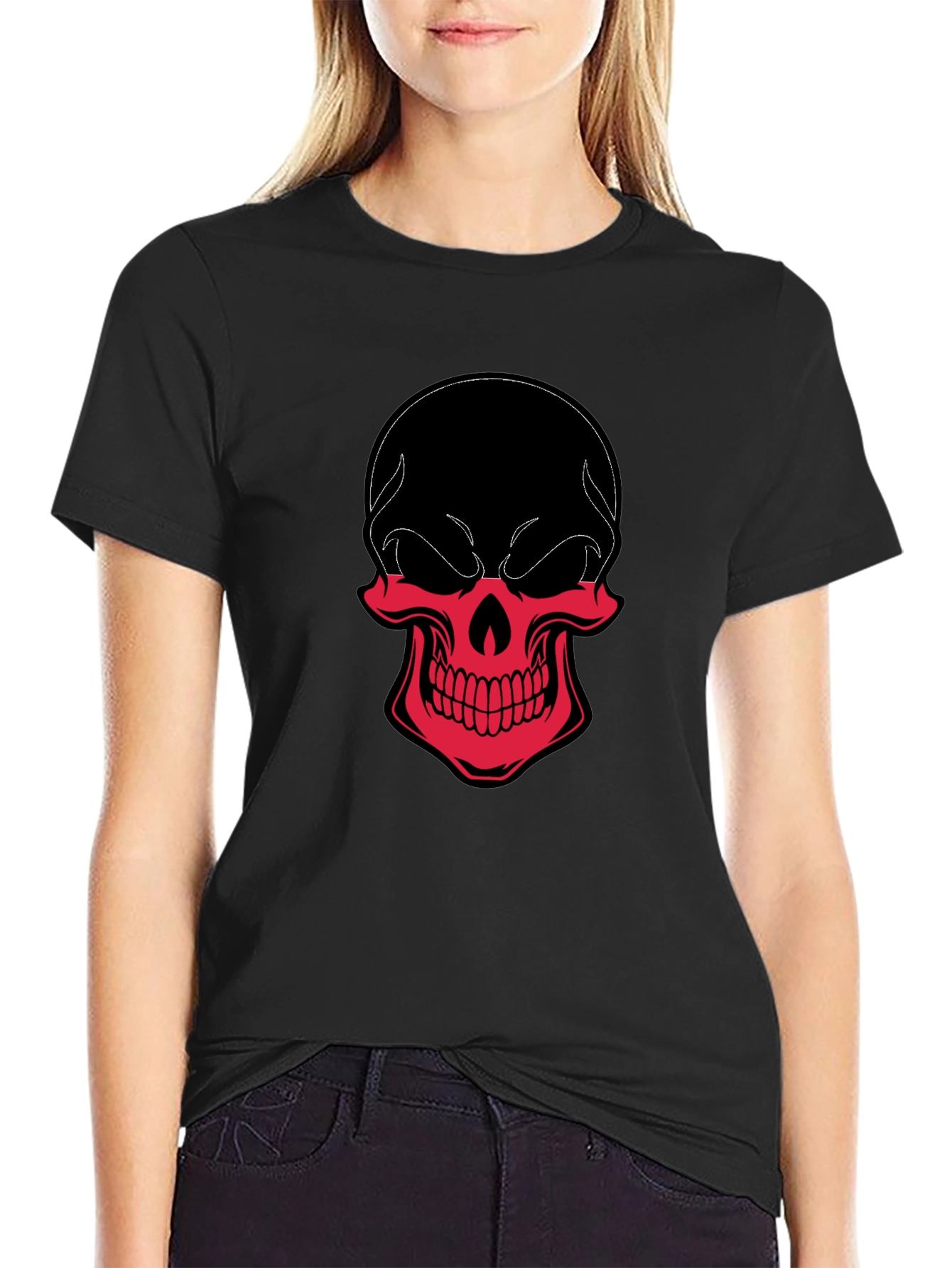 Skull Graphic Tee - Black & Red