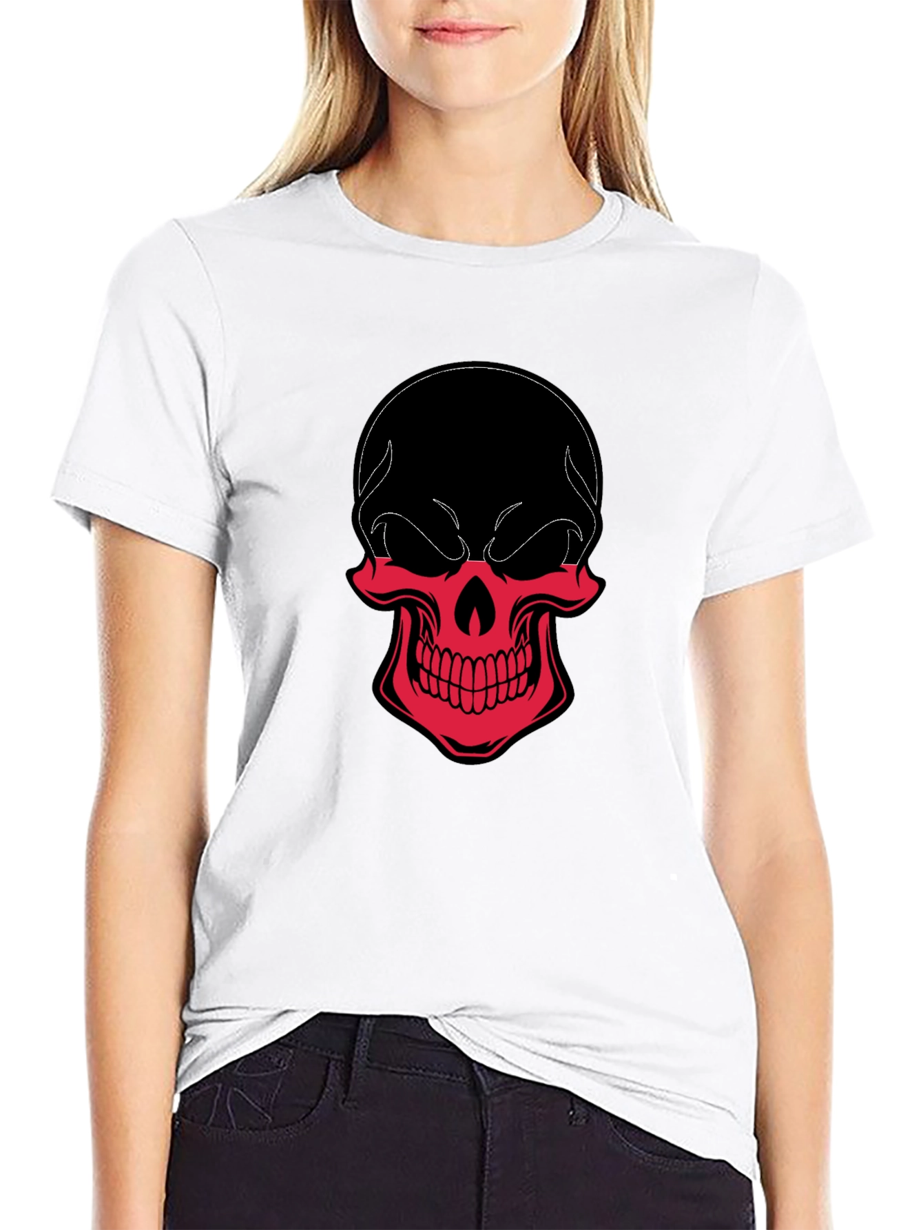Skull Graphic Tee - Black & Red